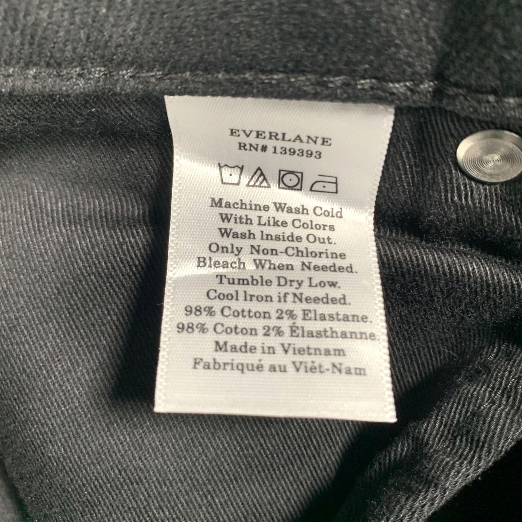 Everlane Everlane Jeans Womens 30 Black Mid Rise Straight Leg Raw Hem Denim Stretch Size 30" / US 8 / IT 44 - 6 Thumbnail