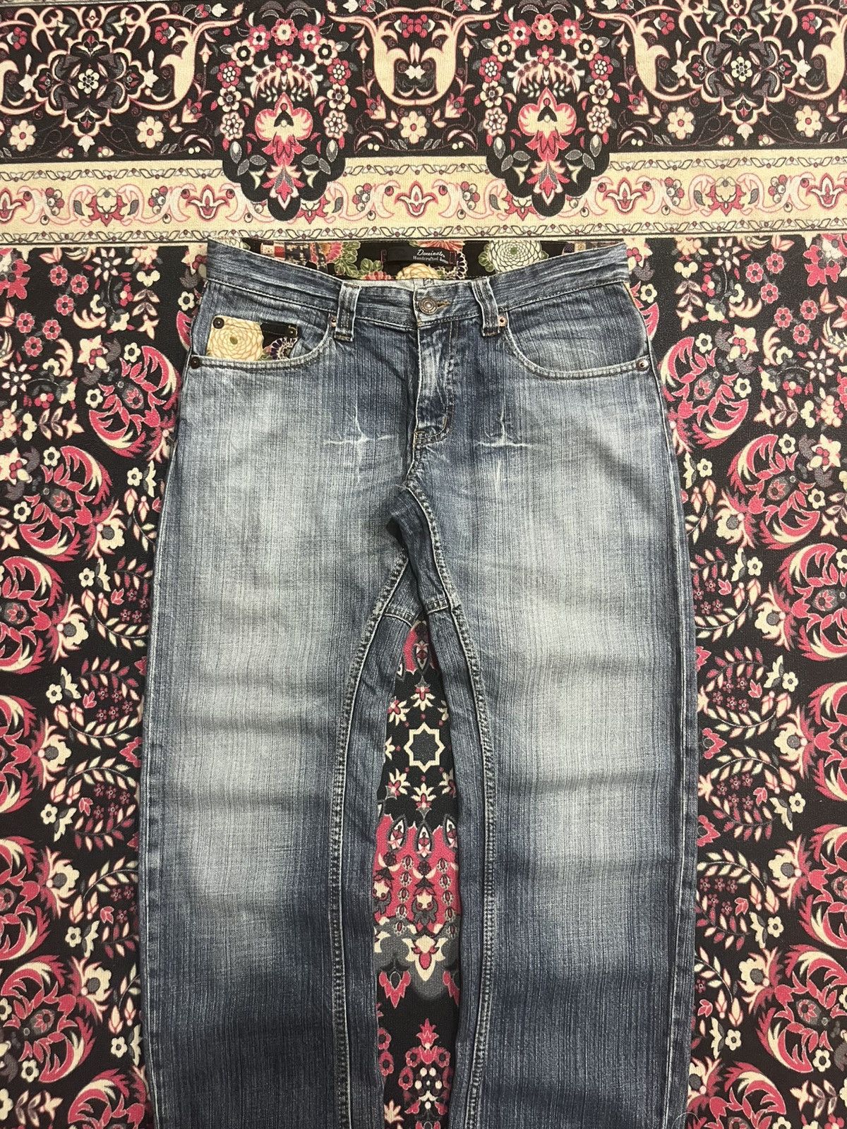 Kapital Vintage Japanese Brand Dominate Floral Sukajan Blue Jeans Size US 32 / EU 48 - 2 Thumbnail