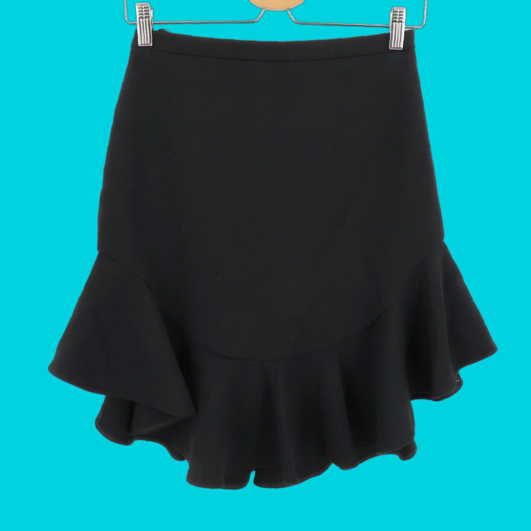 Vintage Leifsdottir Skirt Womens 2 Black Ruffle Hem Lined Short Casual NEW Flared Peasant Style B2S24-1 Size 26" / US 2 / IT 38 - 1 Thumbnail
