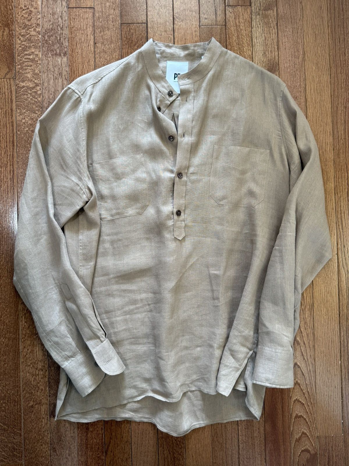 PT Torino PT Torino Men's Line Button-Down Band Collar - 40/Medium Size US M / EU 48-50 / 2 - 1 Thumbnail