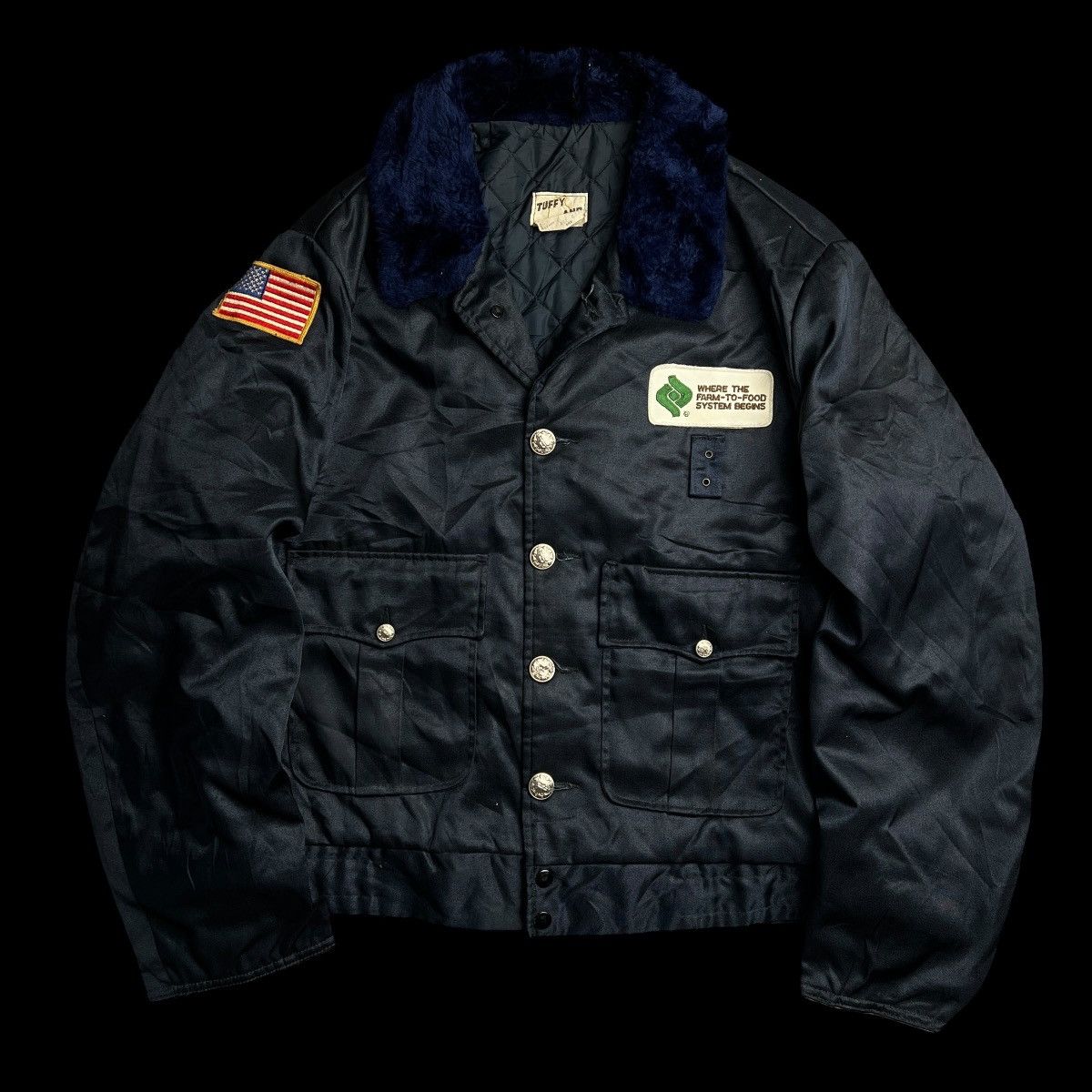 Other Vintage 1970s Tuffy Jack Police Jacket Blue Quilted Lined Size US L / EU 52-54 / 3 - 1 Thumbnail