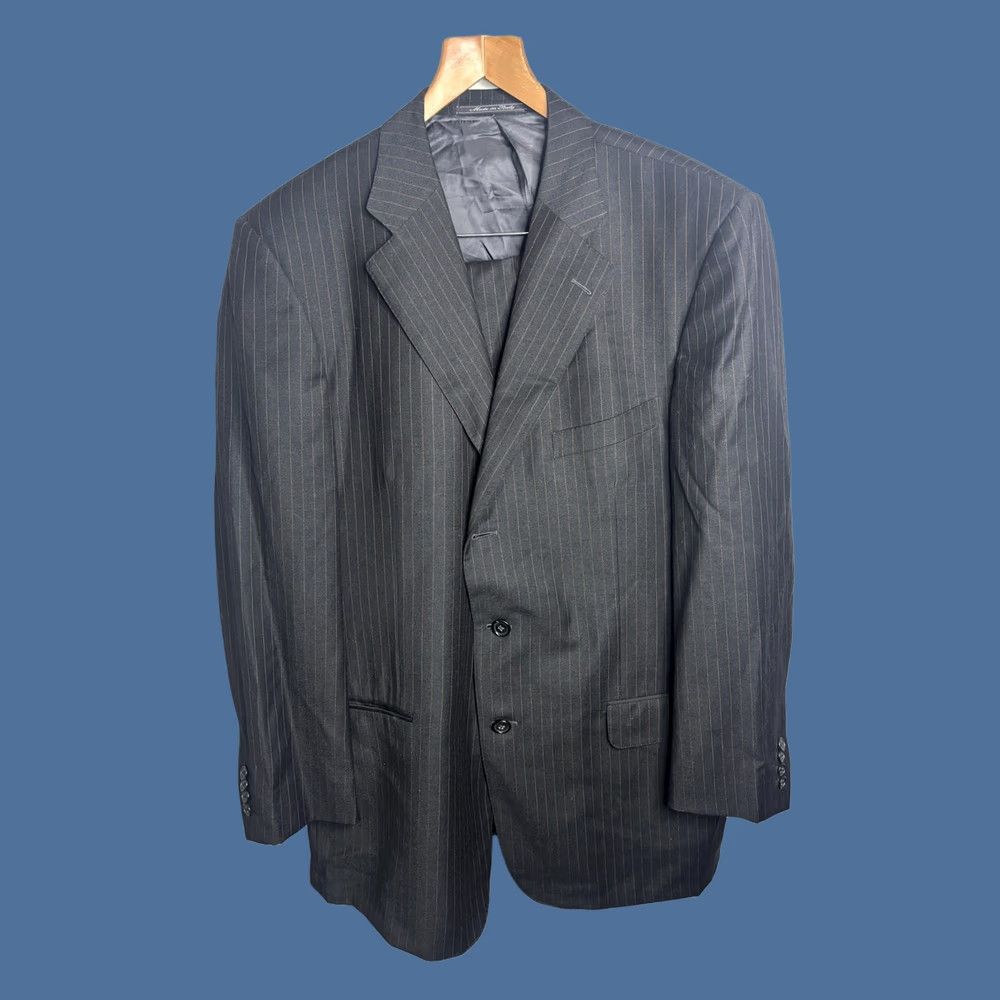 Ermenegildo Zegna Ermenegildo Zegna Suit Mens Charcoal Pinstripe Wool Trofeo Made Italy 2 Piece Size 42R - 1 Thumbnail