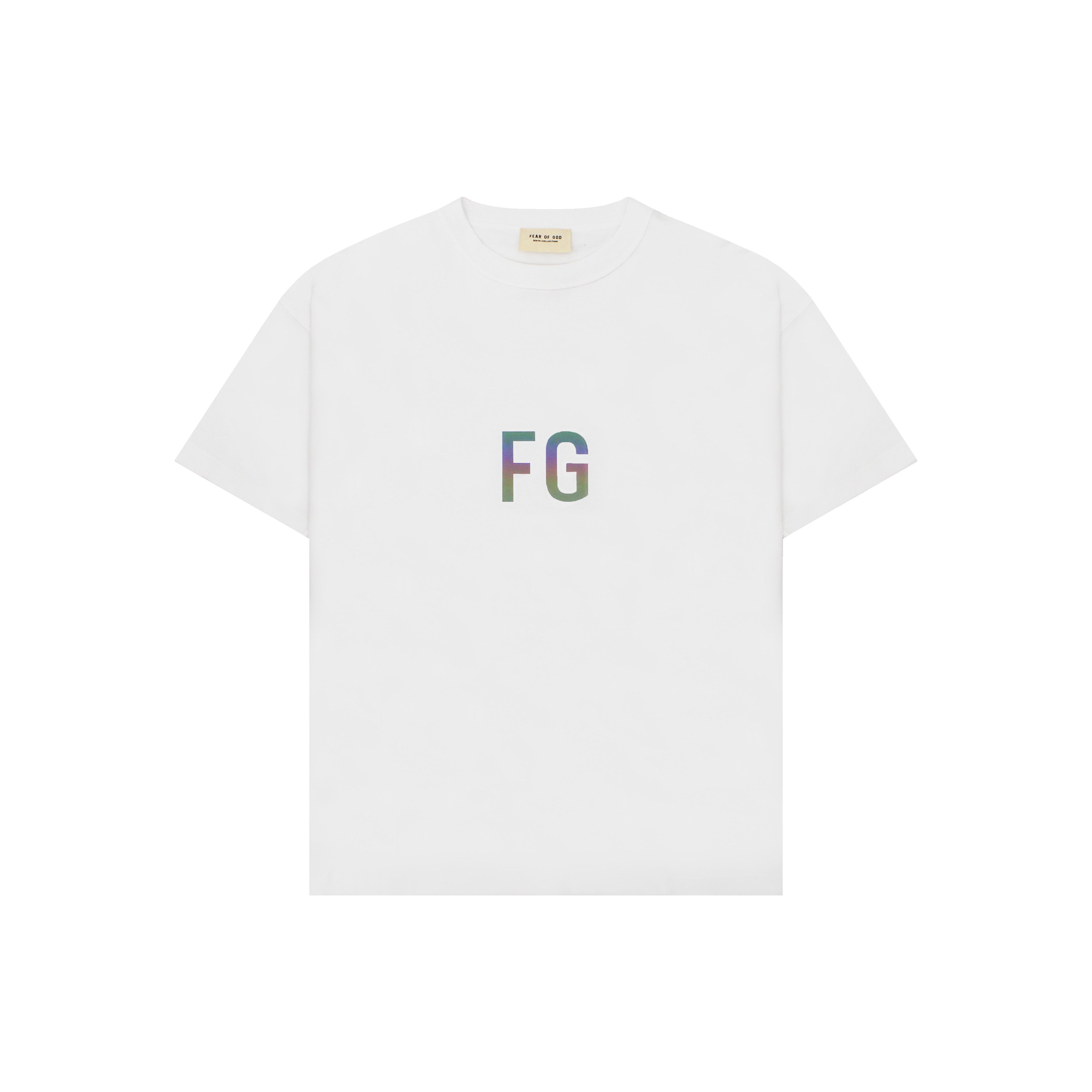 image of Fear Of God 6Th Sixth Collection 3M Reflective Fg Logo Tee in White, Men's (Size Large)