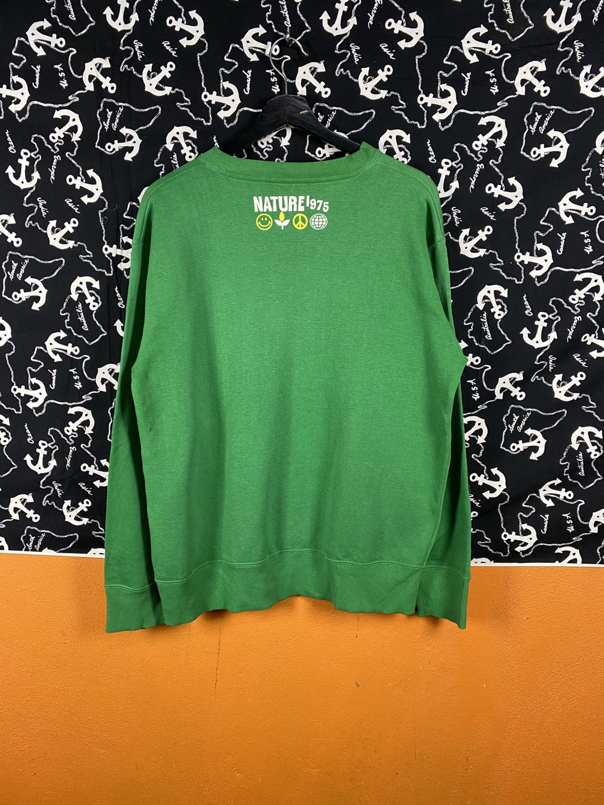 Japanese Brand Homeboys Nature 1975 Green Graphic Smiley Peace Earth Size US L / EU 52-54 / 3 - 8 Thumbnail
