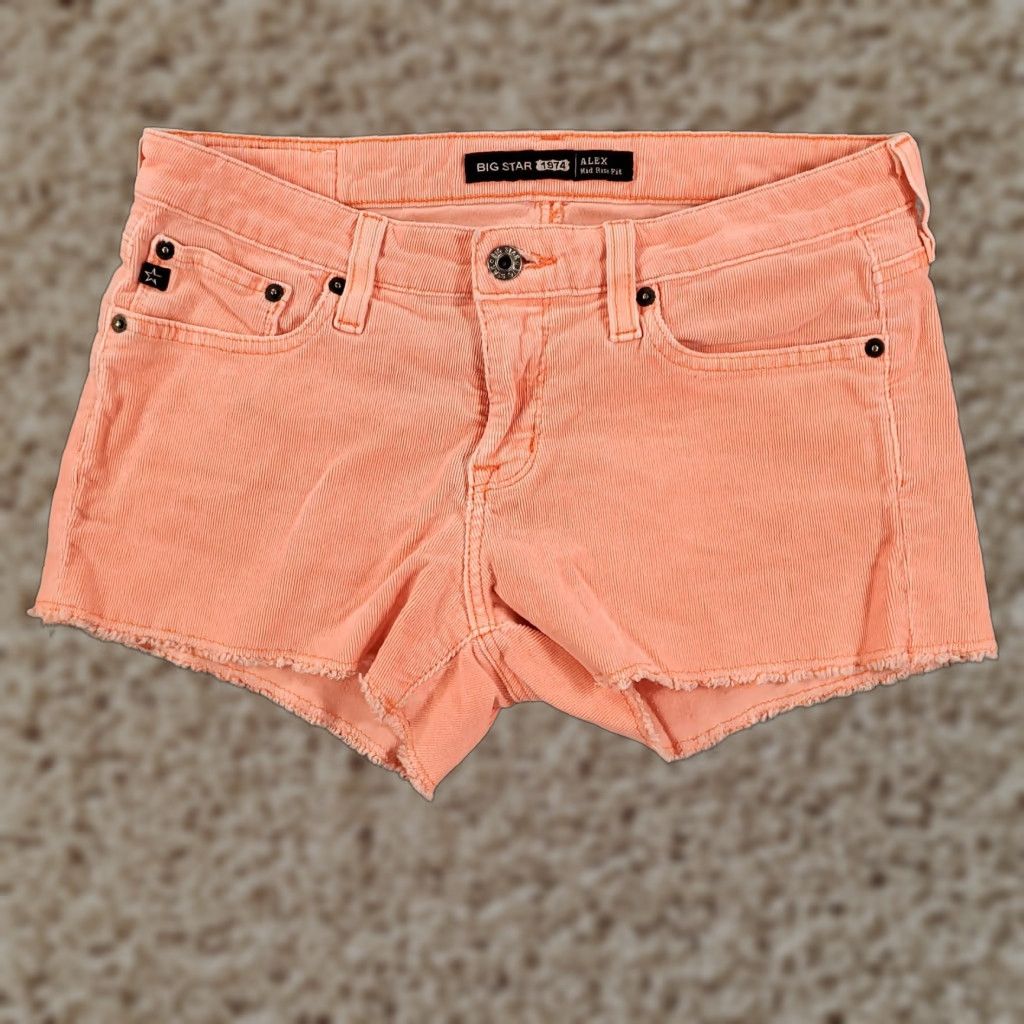 Pinko VINTAGE BIG STAR Corduroy Shorts Women 27 Pink Fringe 5-Pocket Bohemian Summer Size 27" / US 4 / IT 40 - 1 Thumbnail
