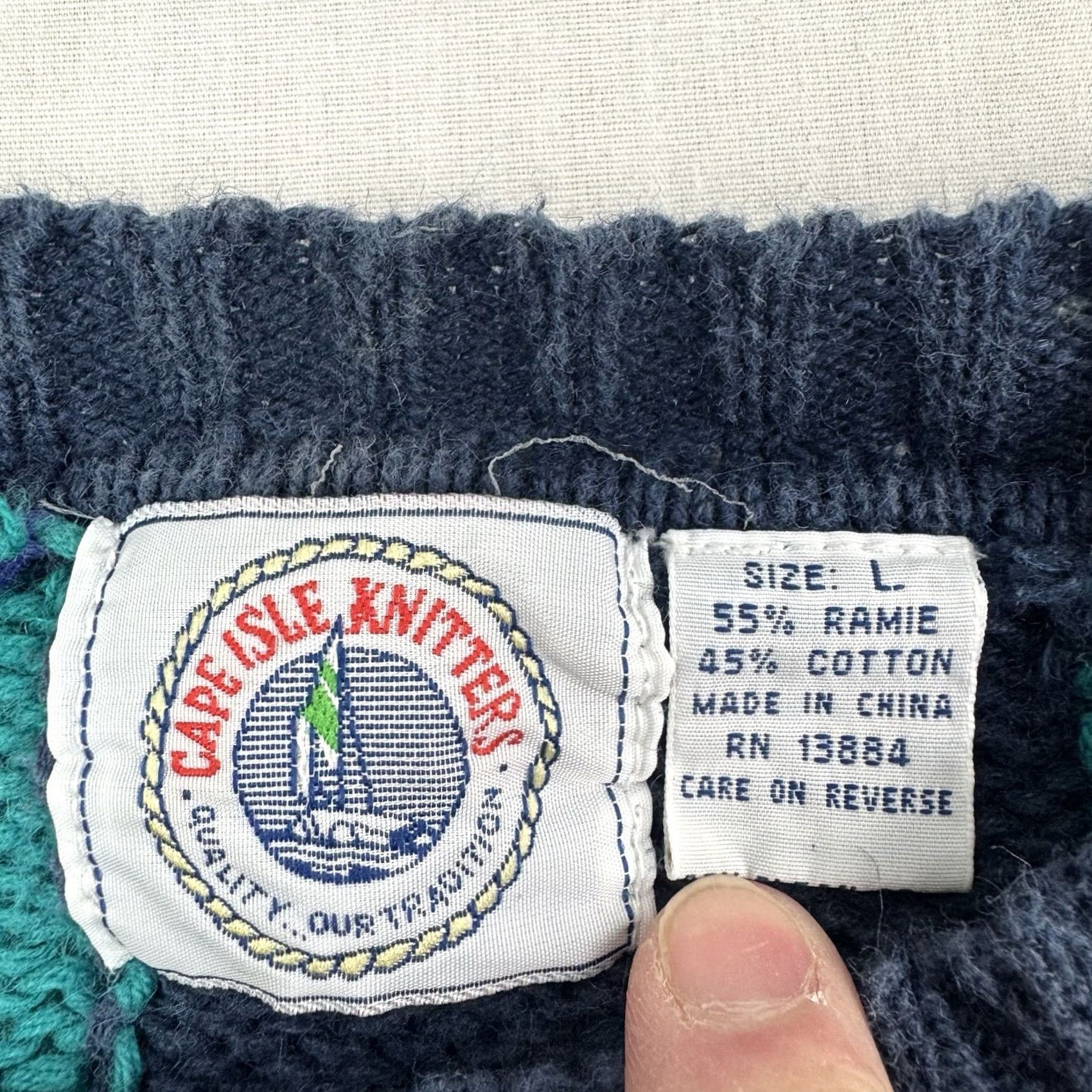 Vintage VINTAGE Cape Isle Knitters Chunky Sweater Adult Large Striped Heavyweight 90s Size US L / EU 52-54 / 3 - 2 Thumbnail