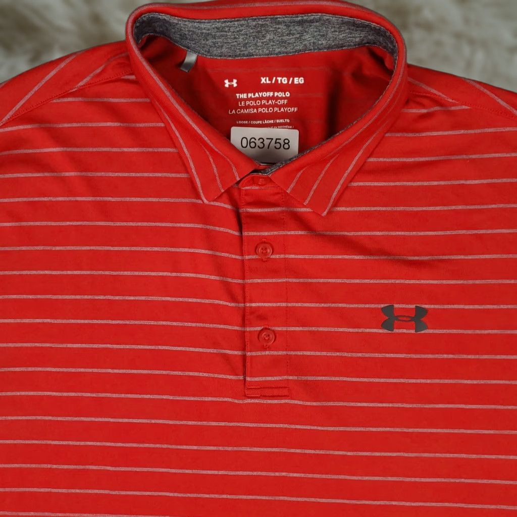 Under Armour Under Armour Polo Shirt Mens Size XL Red Striped Golf Casual Short Sleeve Polo Shirt Under Armour Men XL Red Striped Golf Casual Short Sleeve Size US XXL / EU 58 / 5 - 1 Thumbnail