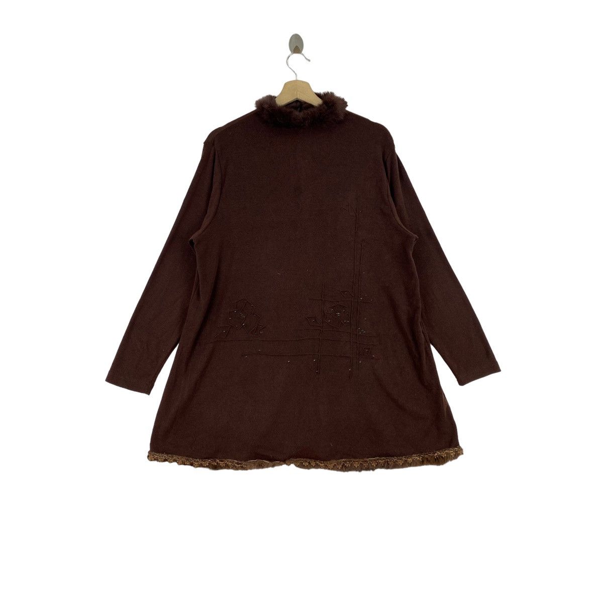 Japanese Brand YUKIZUMI Japanese Designer Furry Collar Brown Long Sleeve Size XL / US 12-14 / IT 48-50 - 2 Thumbnail