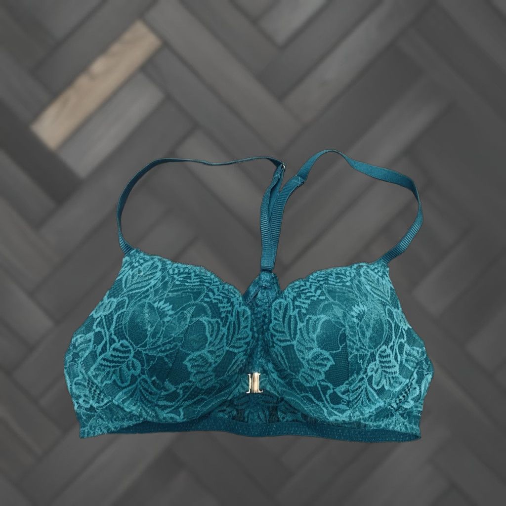 Vintage Auden Green Push Up Demi Coverage Racerback Front Close Bra Women’s 32A Lined Underwire Lace Shirt? Size ONE SIZE - 1 Thumbnail
