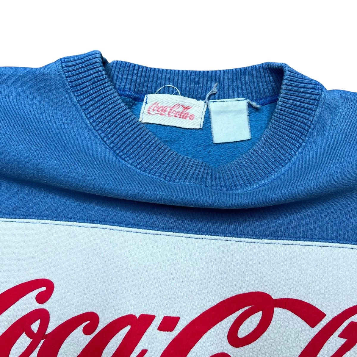 Coca Cola Vtg 1980s Coca-Cola Logo Spell Out Tricolor Blue Sweatshirt Size US L / EU 52-54 / 3 - 2 Thumbnail