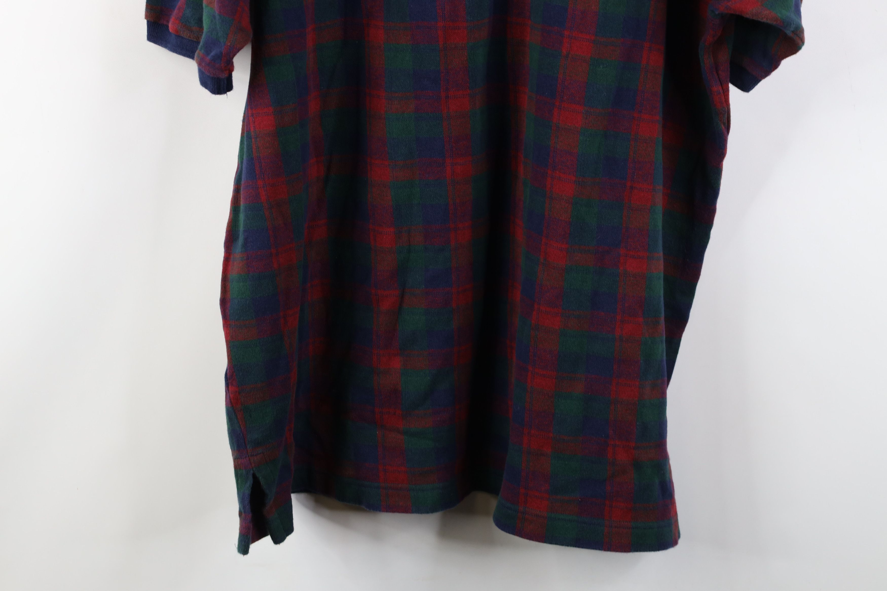 Vintage Vintage 90s Streetwear Flannel Henley T-Shirt Plaid Cotton Size US L / EU 52-54 / 3 - 11 Thumbnail