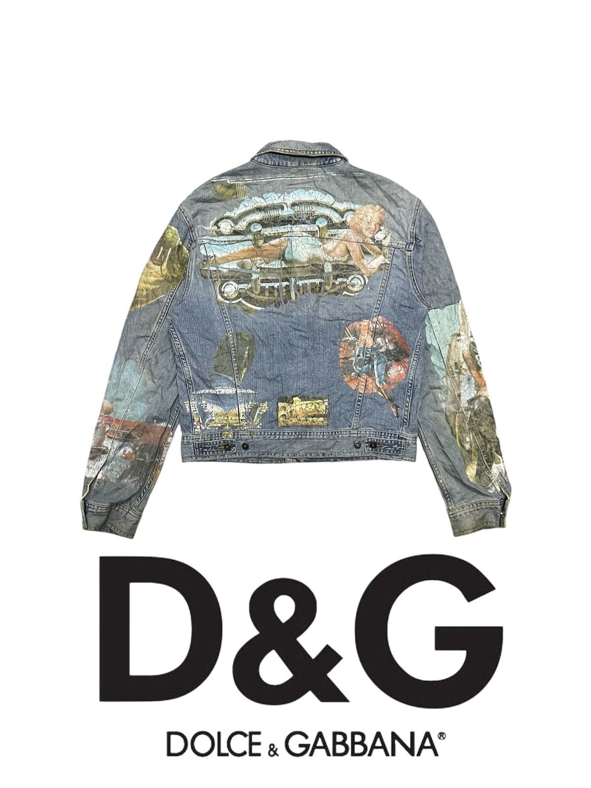 Dolce & Gabbana 2000s DOLCE & GABBANA PIN-UP PRINTED AMERICAN DENIM JACKET Size US M / EU 48-50 / 2 - 2 Thumbnail