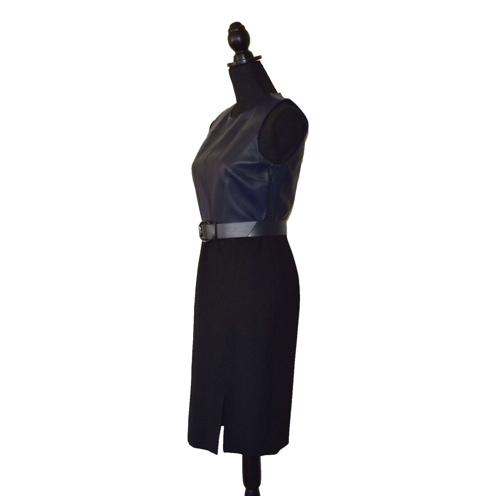 Elie Tahari ELIE TAHARI Isadora Leather Combo Sleeveless Buckle Dress 4 Size S / US 4 / IT 40 - 2 Thumbnail