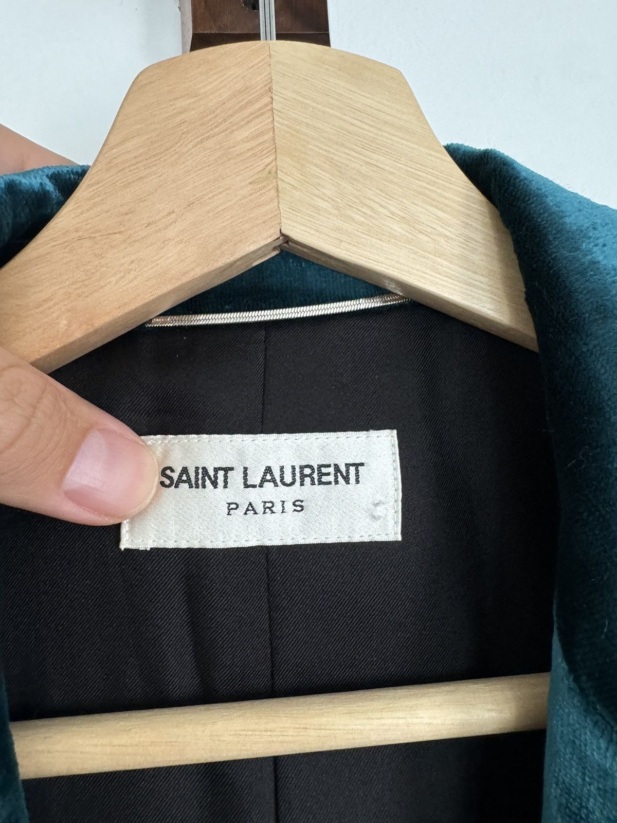 Saint Laurent Paris Teal Velour Blazer Size 46R - 3 Thumbnail