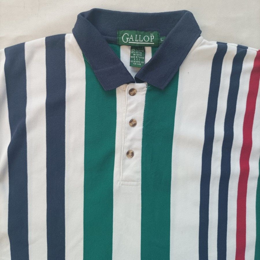 Vintage 90s Gallop multicolour stripes polo shirt casual Size US L / EU 52-54 / 3 - 2 Thumbnail