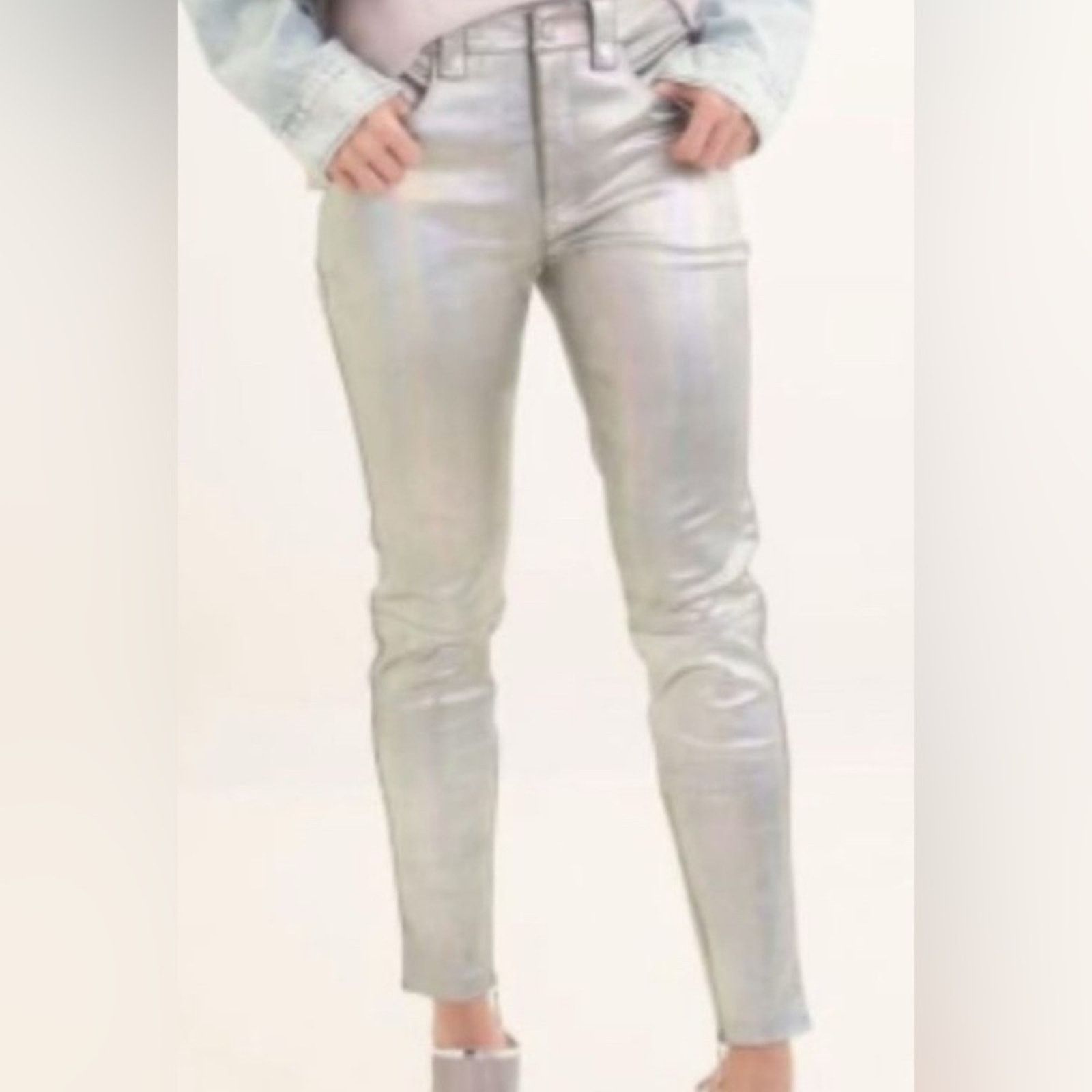 Other Rosa Cha Silver Leather Metallic Pants NWT Size 30" / US 8 / IT 44 - 7 Thumbnail