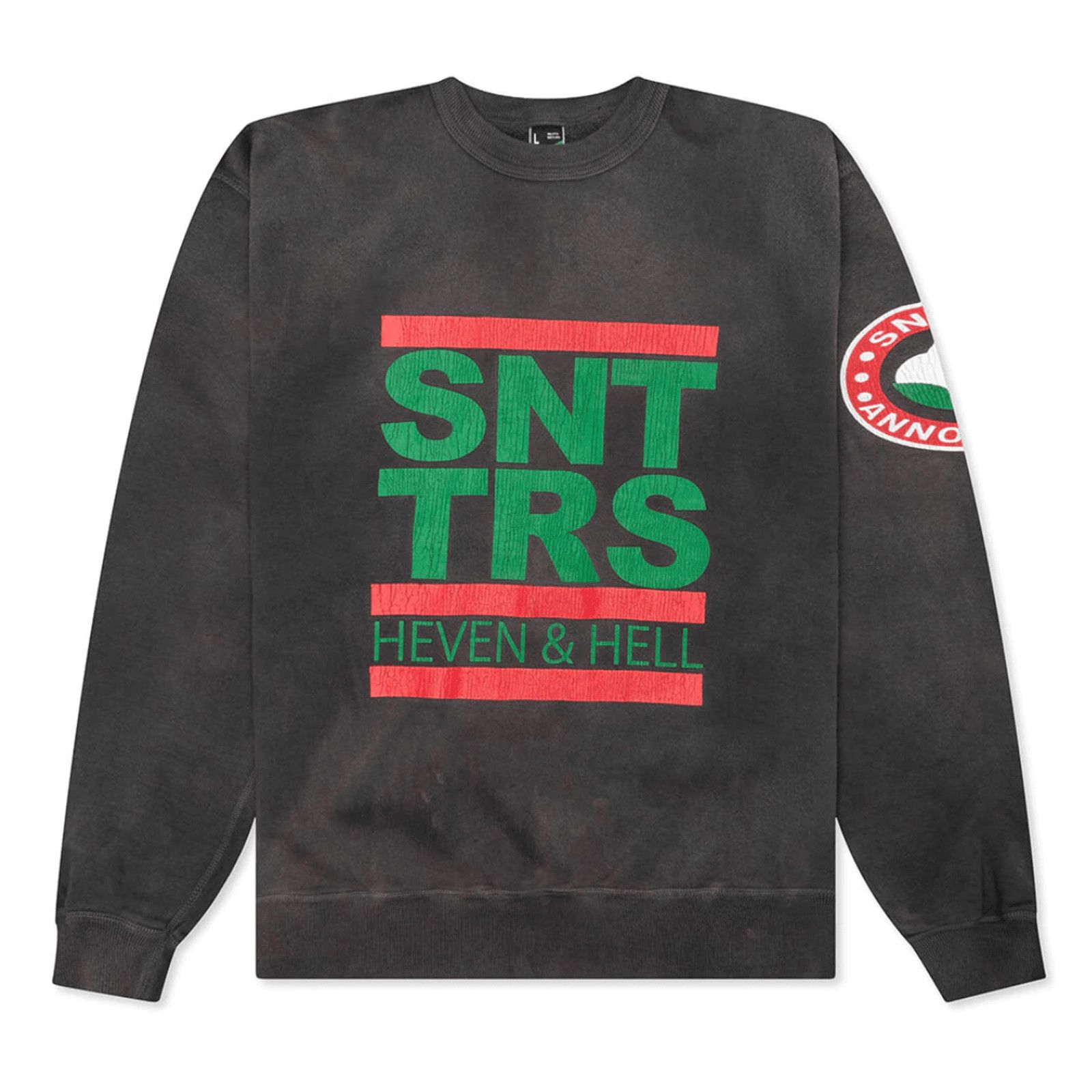 image of Saint Michael X Denim Tears Sttrs Crewneck Sweatshirt Black, Men's (Size Large)