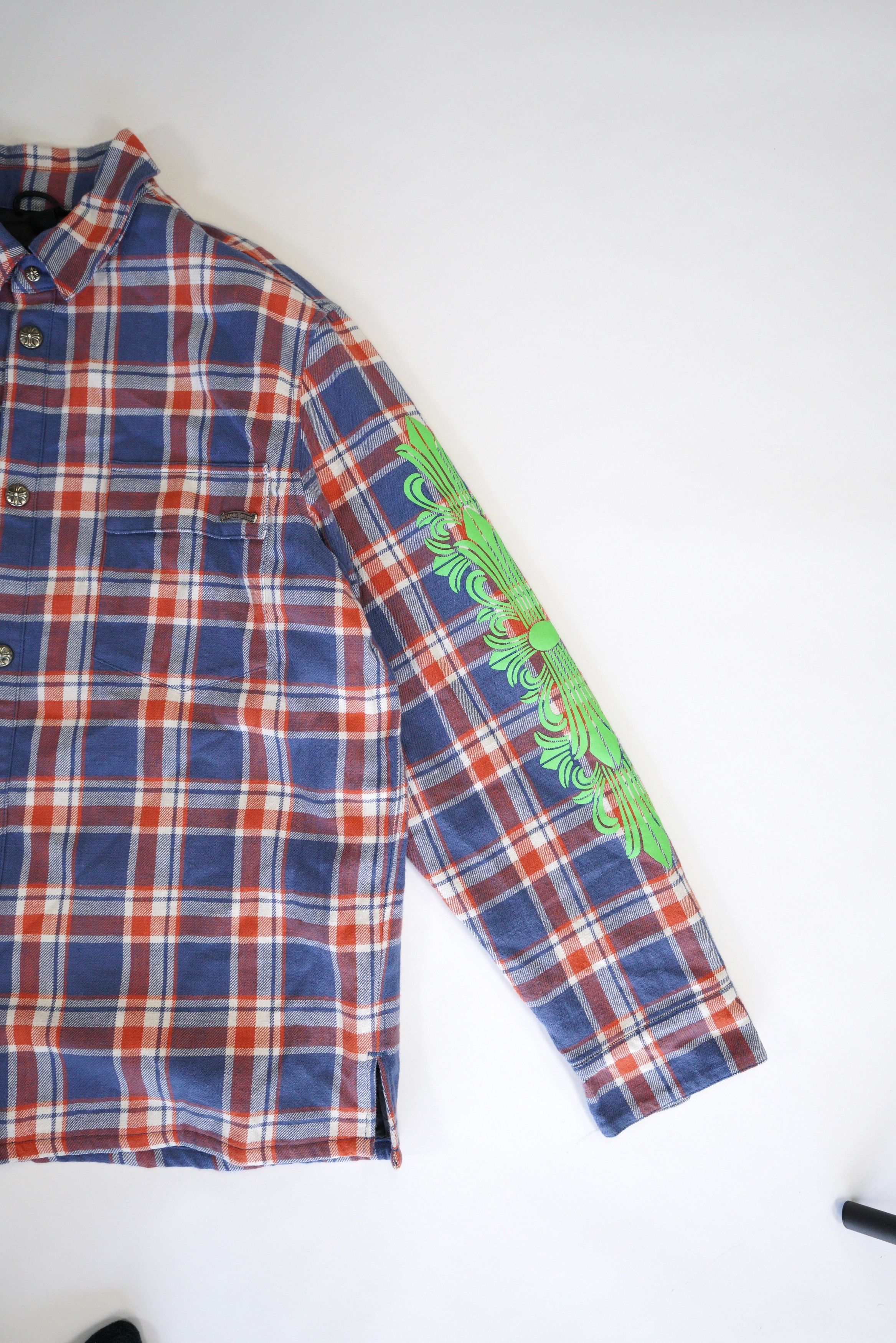 Chrome Hearts Chrome Hearts Blue & Red Plaid Cropped Cargo Flannel Shirt Size US XL / EU 56 / 4 - 4 Thumbnail
