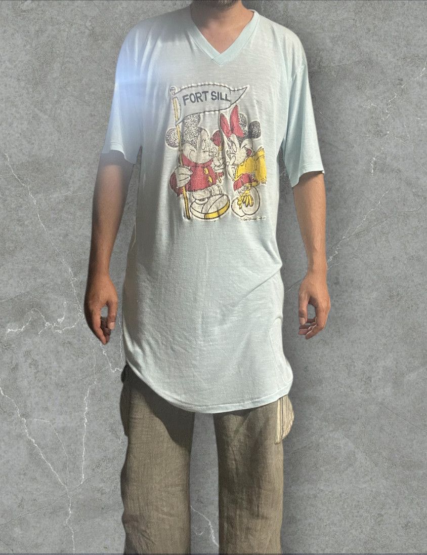 70s trashed paper thin Champion Blue Bar Mickey Mouse shirt