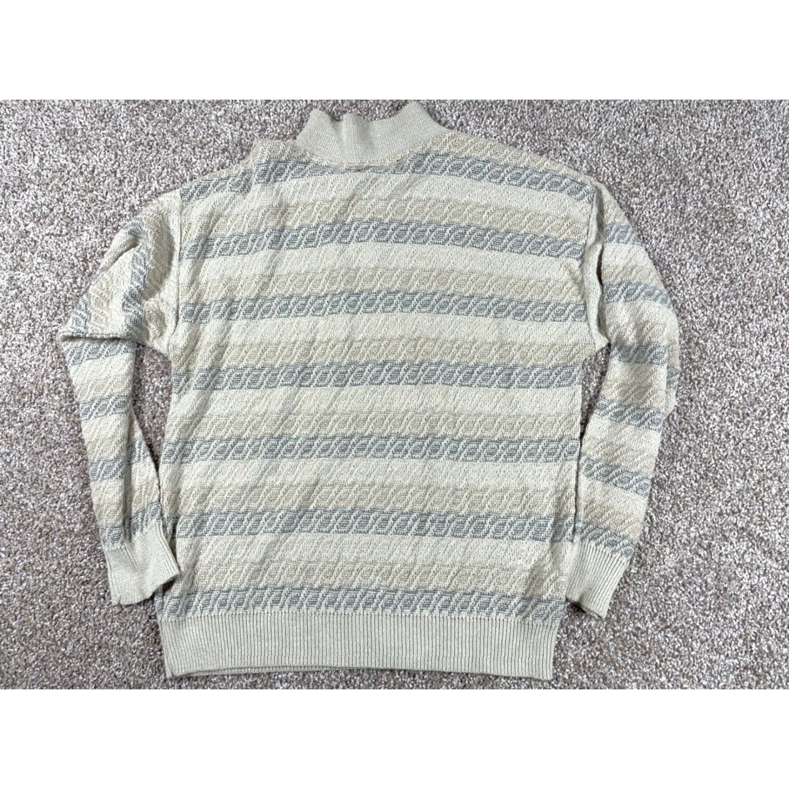Jantzen VINTAGE Jantzen Striped Sweater Adult Large Light Gray Blue Chunky-Knit 90s Mens Size US L / EU 52-54 / 3 - 3 Thumbnail