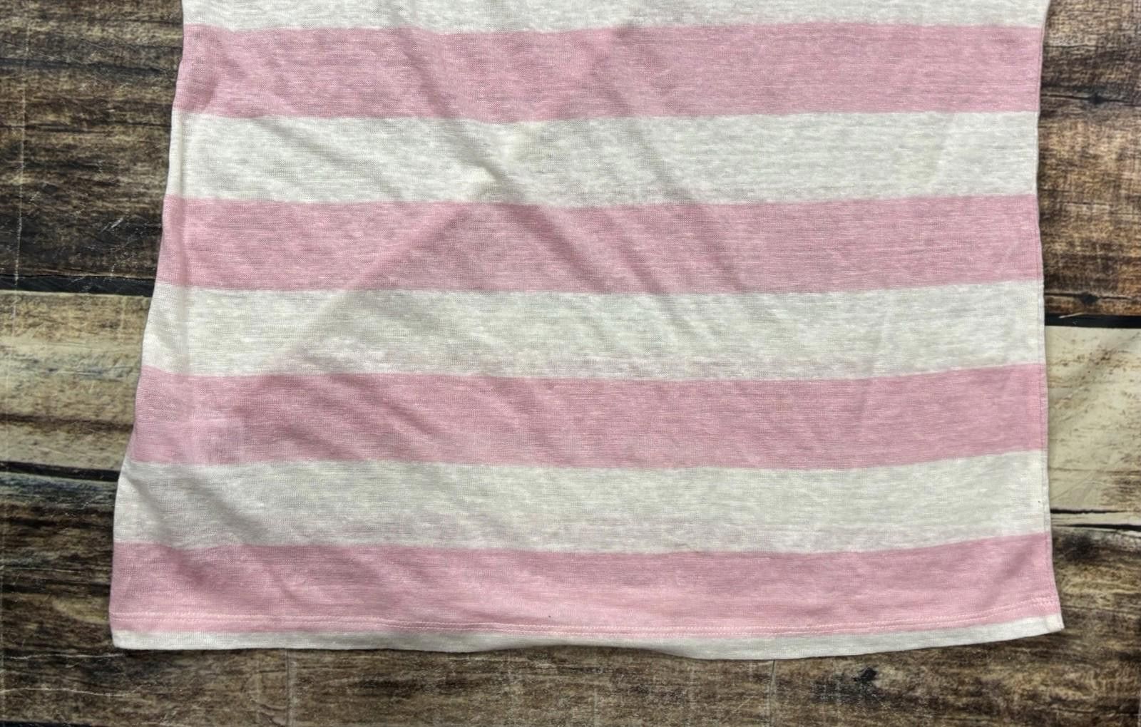 J.Crew J Crew Linen Tee Womens Small Top Pink White Striped Cuffed Size S / US 4 / IT 40 - 7 Thumbnail