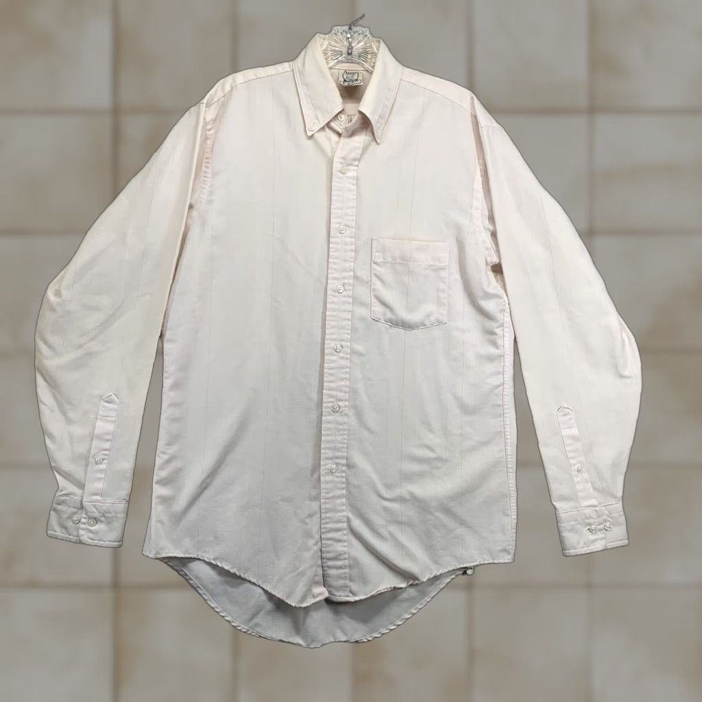 Arrow VINTAGE Arrow Dover B.D. by Arrow Shirt Striped Pink 60/40 Cotton Polyester Button-Up Collared Long Sleeve Mens 15 34/35 USA Regular Size US M / EU 48-50 / 2 - 1 Thumbnail