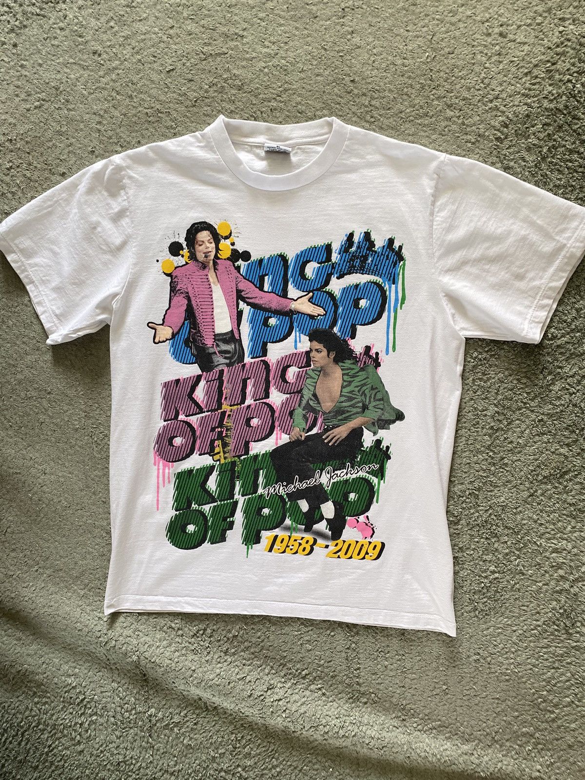 Band Tees × Michael Jackson × Vintage Vintage Michael Jackson King Of Pop Crazy Graphic Tee Shirt Size US XL / EU 56 / 4 - 1 Thumbnail