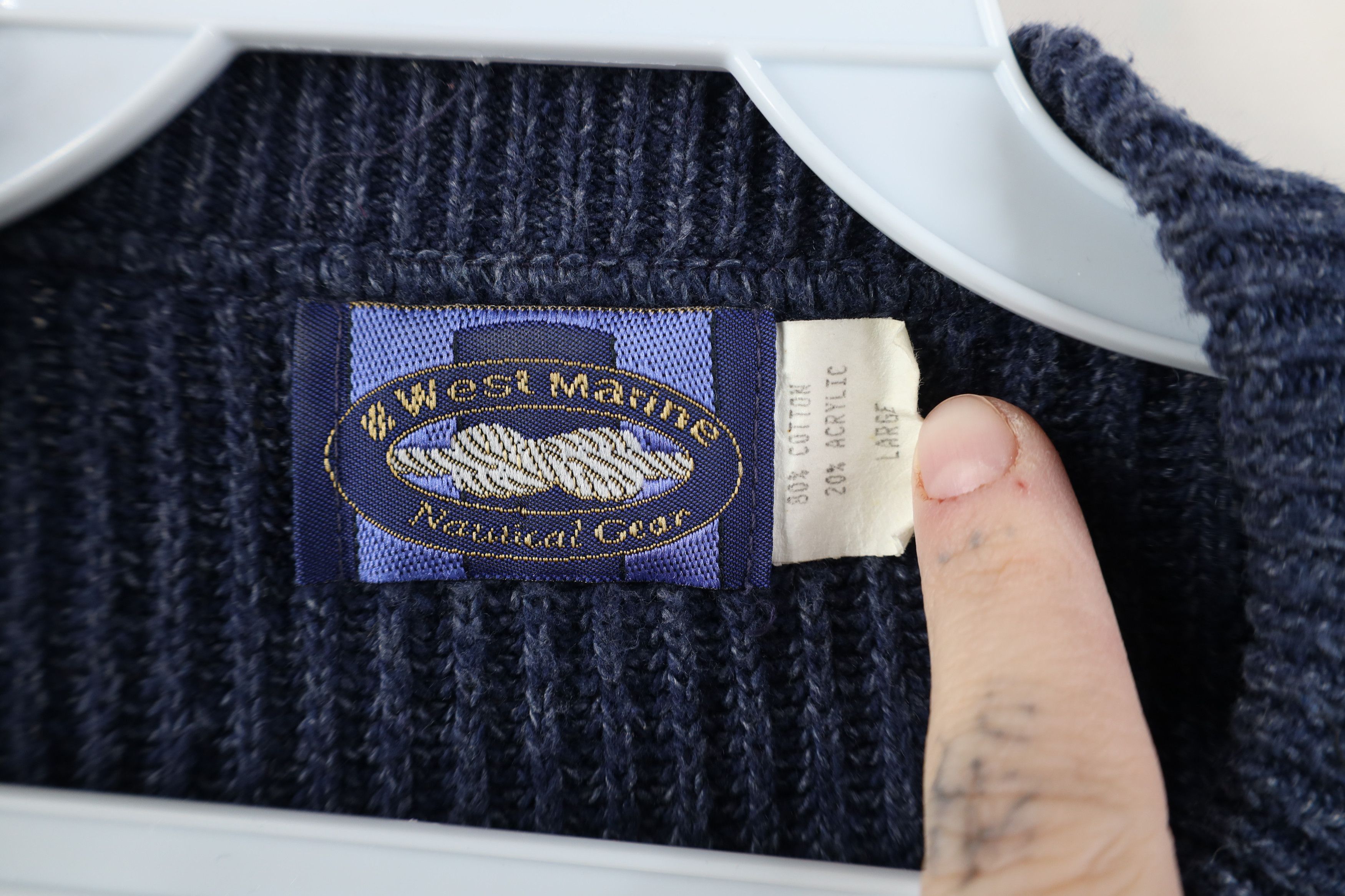 Vintage Vintage 90s West Marine Boats Ribbed Knit Henley Sweater USA Size US L / EU 52-54 / 3 - 6 Thumbnail