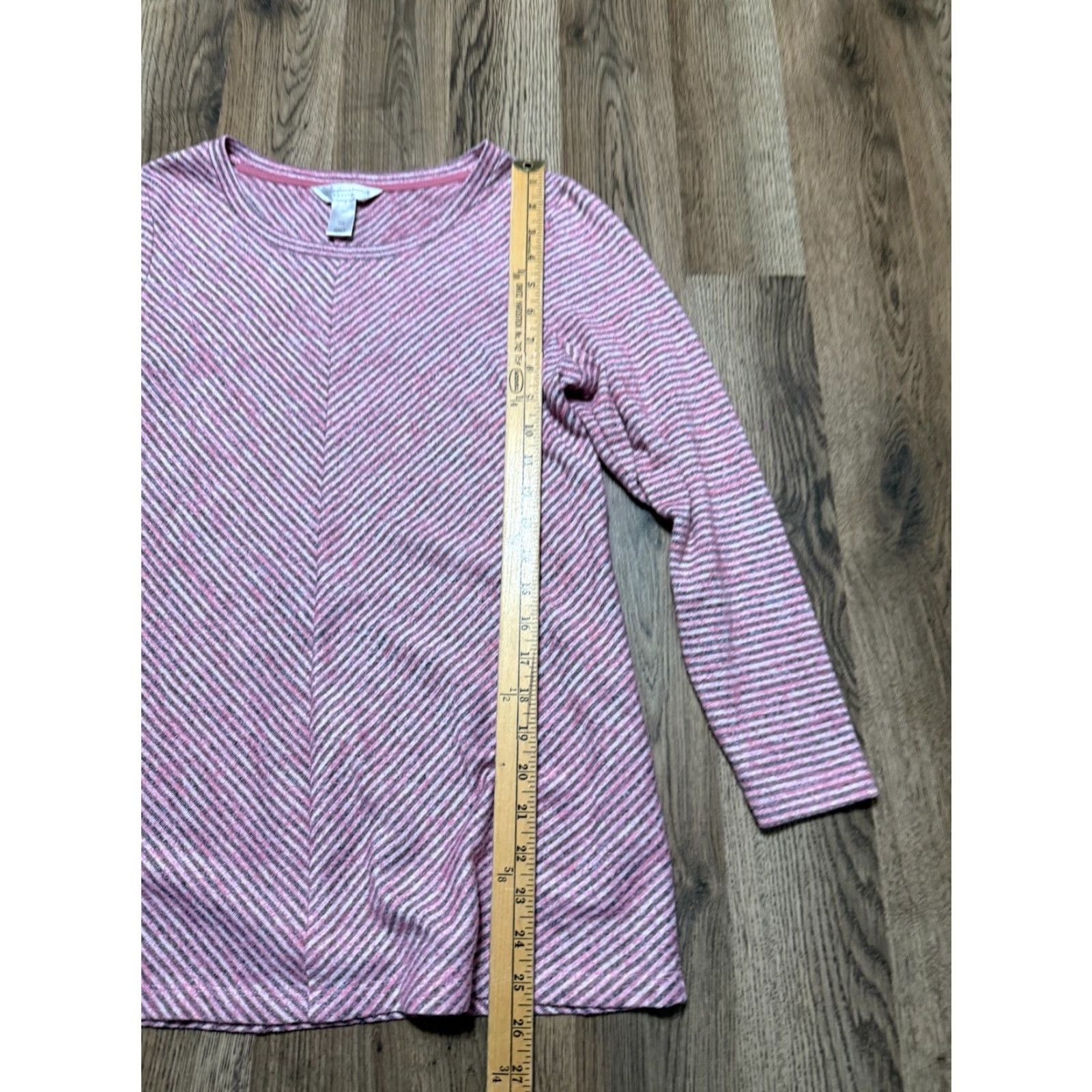 Vintage Christopher & Banks Shirt Women Petite Small Pink Grey Stripe Long Sleeve Shirt Size S / US 4 / IT 40 - 7 Thumbnail