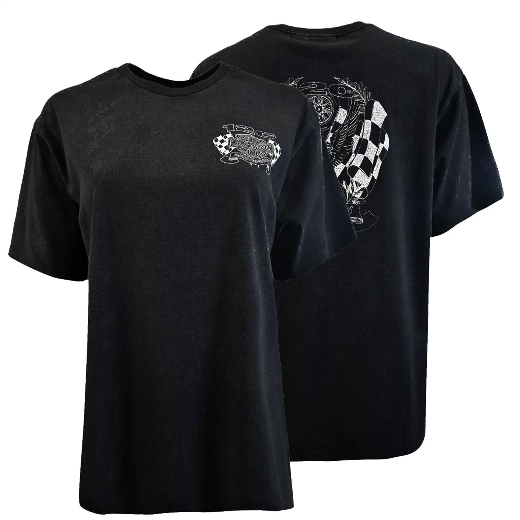 Harley Davidson Harley-Davidson Women's Black T-Shirt 120th Anniversary Racing Flag S Size S / US 4 / IT 40 - 2 Thumbnail