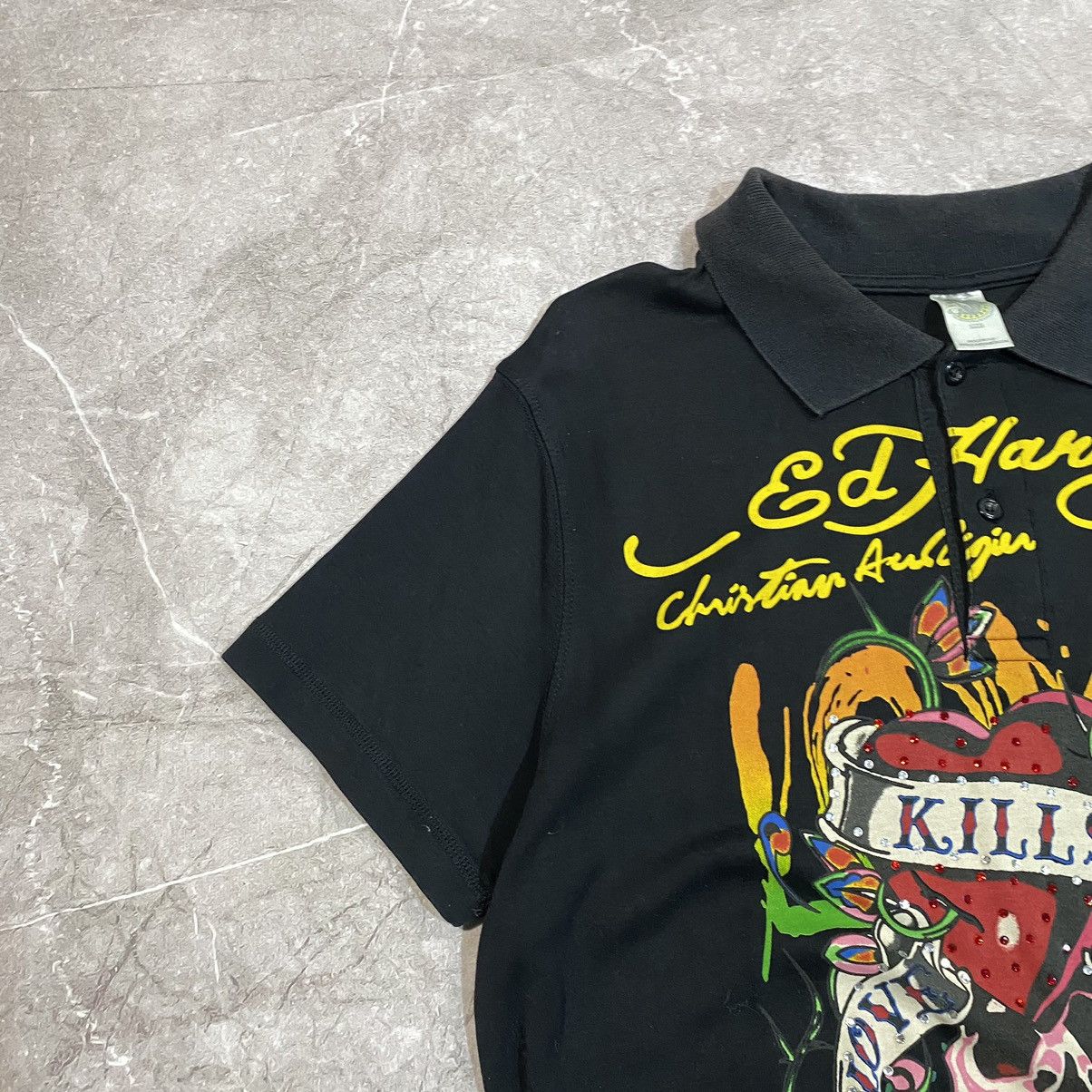 Christian Audigier VINTAGE ED HARDY POLO TEE BIG LOGO 00s Size US L / EU 52-54 / 3 - 2 Thumbnail