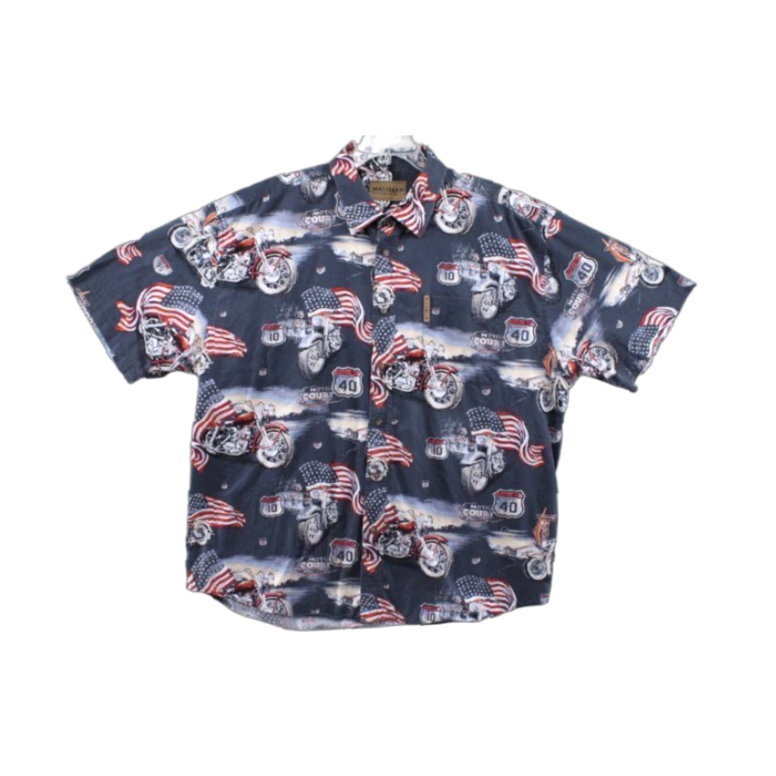 Vintage VINTAGE Magellan Shirt Men’s 2XL Blue Patriotic Motorcycle Interstate Button-Up Short Sleeve Classic Casual Patriotic Men’s Blue 2XL Size US XXL / EU 58 / 5 - 1 Thumbnail