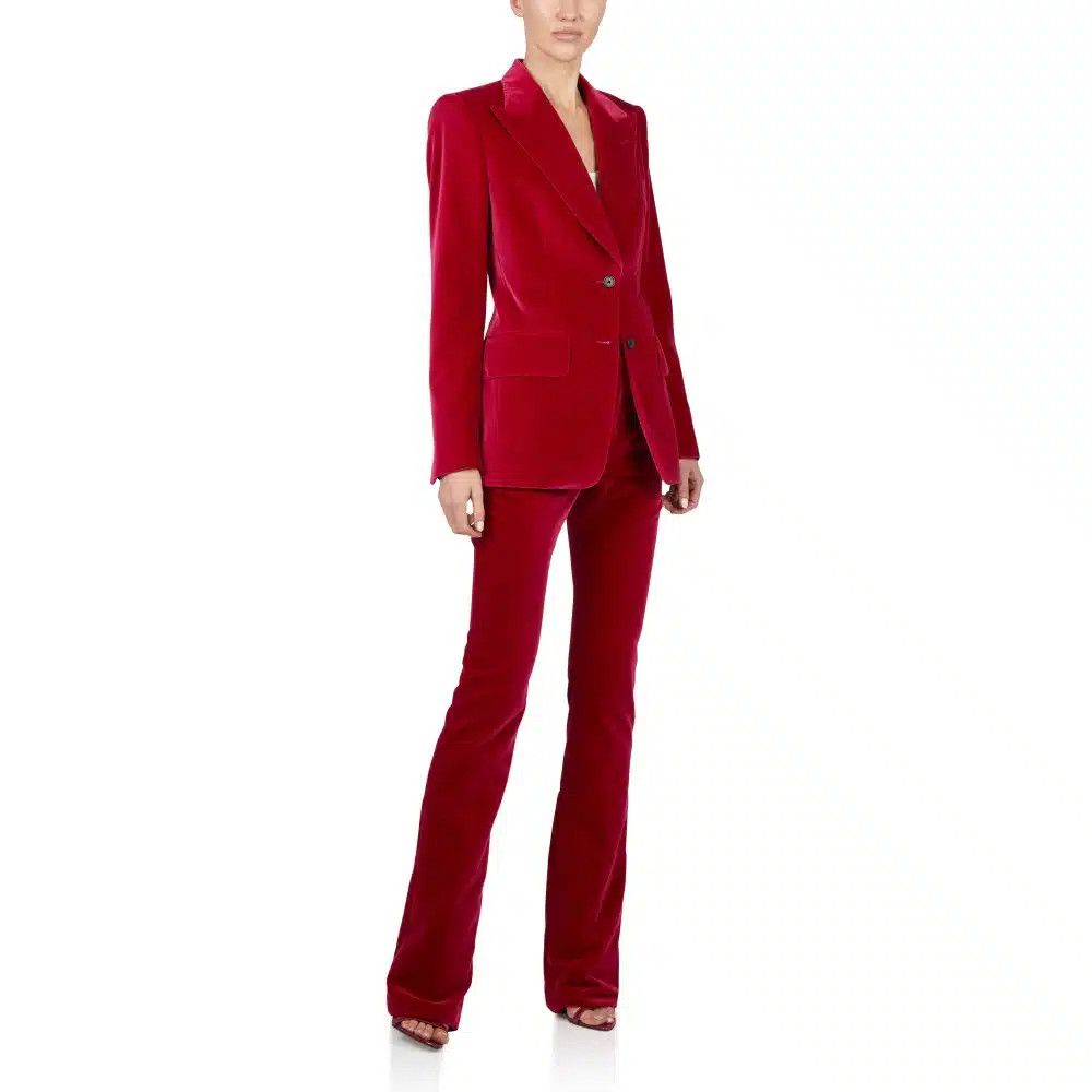 Tom Ford o1loc1c1224 GI2888 Velvet Jacket in Red Size S / US 4 / IT 40 - 2 Thumbnail