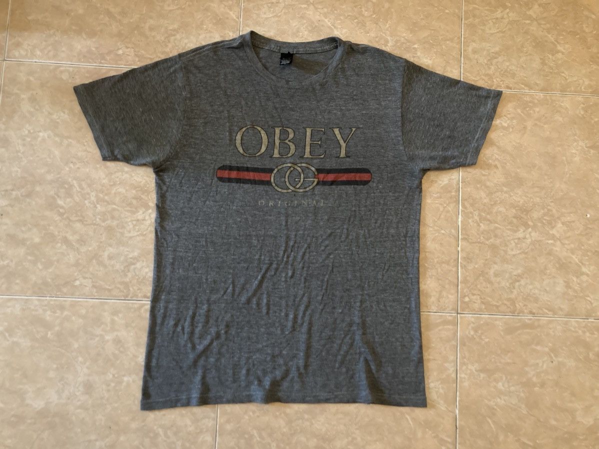 Vintage Y2K Obey Streetwear Logo Gucci Parody Tshirt