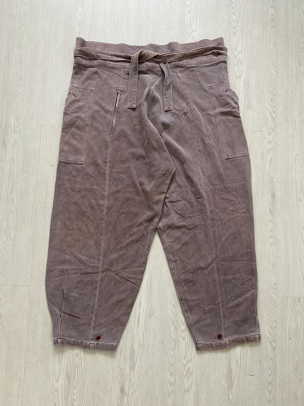 Japanese Brand × Vintage Vintage 1990’s Strap Army Assymetrical Wide Balloon Pants Size US 40 / EU 56 - 1 Thumbnail