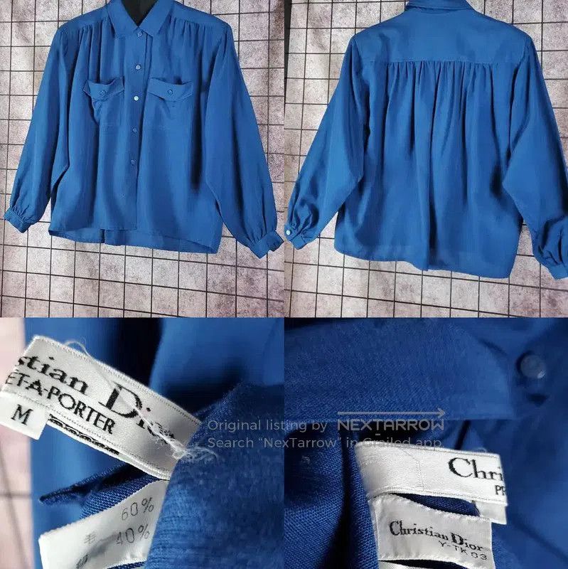 Dior Dior Blue Wool Blend Long Sleeve Shirt . Size M / US 6-8 / IT 42-44 - 2 Thumbnail
