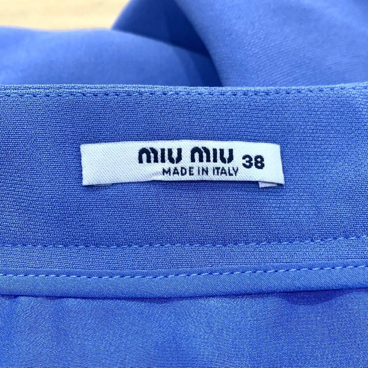 Miu Miu [MiuMiu] Flounce Hem A-Line Mini Skirt Hazy Blue EU 38 Size 38" / US 16 / IT 52 - 2 Thumbnail