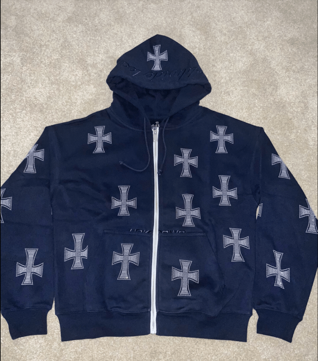 Unknown London Unknown London Navy rhinestone hoodie Size US XS / EU 42 / 0 - 2 Thumbnail