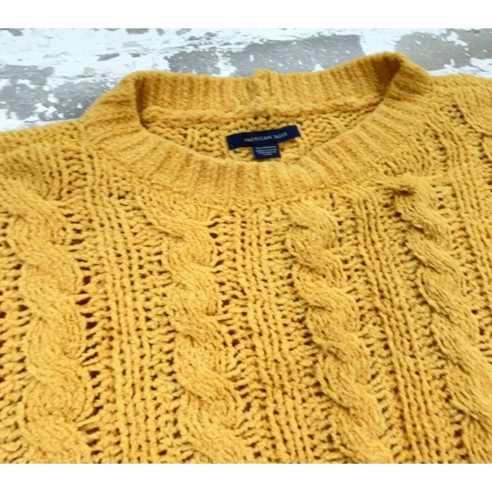 American Eagle Outfitters American Eagle Outfitters Sweater Women XS Yellow Chunky Cable Knit Crew Neck Pullover Casual Workwear Knit All Seasons Regular Small Business) Size XS / US 0-2 / IT 36-38 - 4 Thumbnail