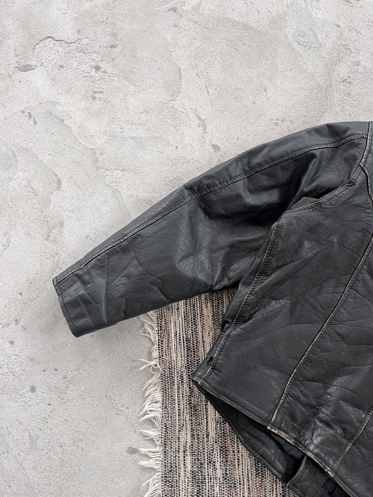 Harley Davidson Vintage Biker Faded Black Leather Moto Jacket Avantgarde Size US M / EU 48-50 / 2 - 11 Thumbnail