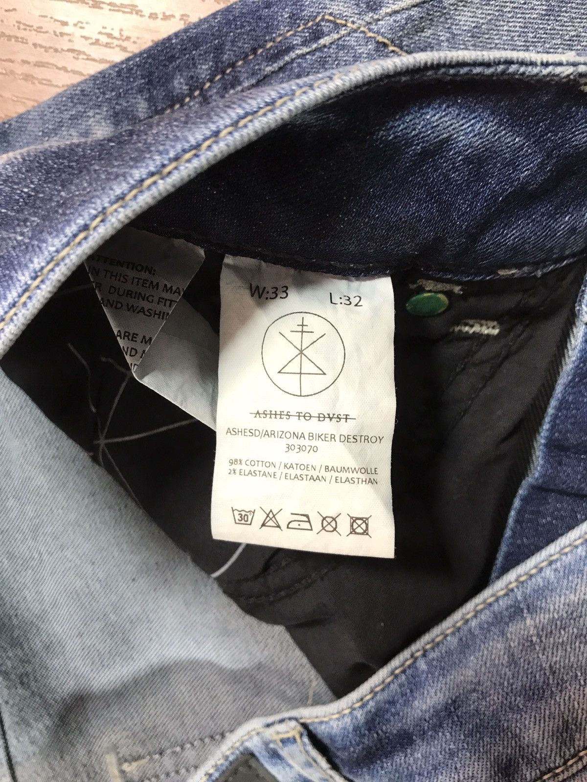 Designer × Vintage Ashes To DVST Distressed Biker Denim Pants Jeans Size US 33 - 6 Thumbnail
