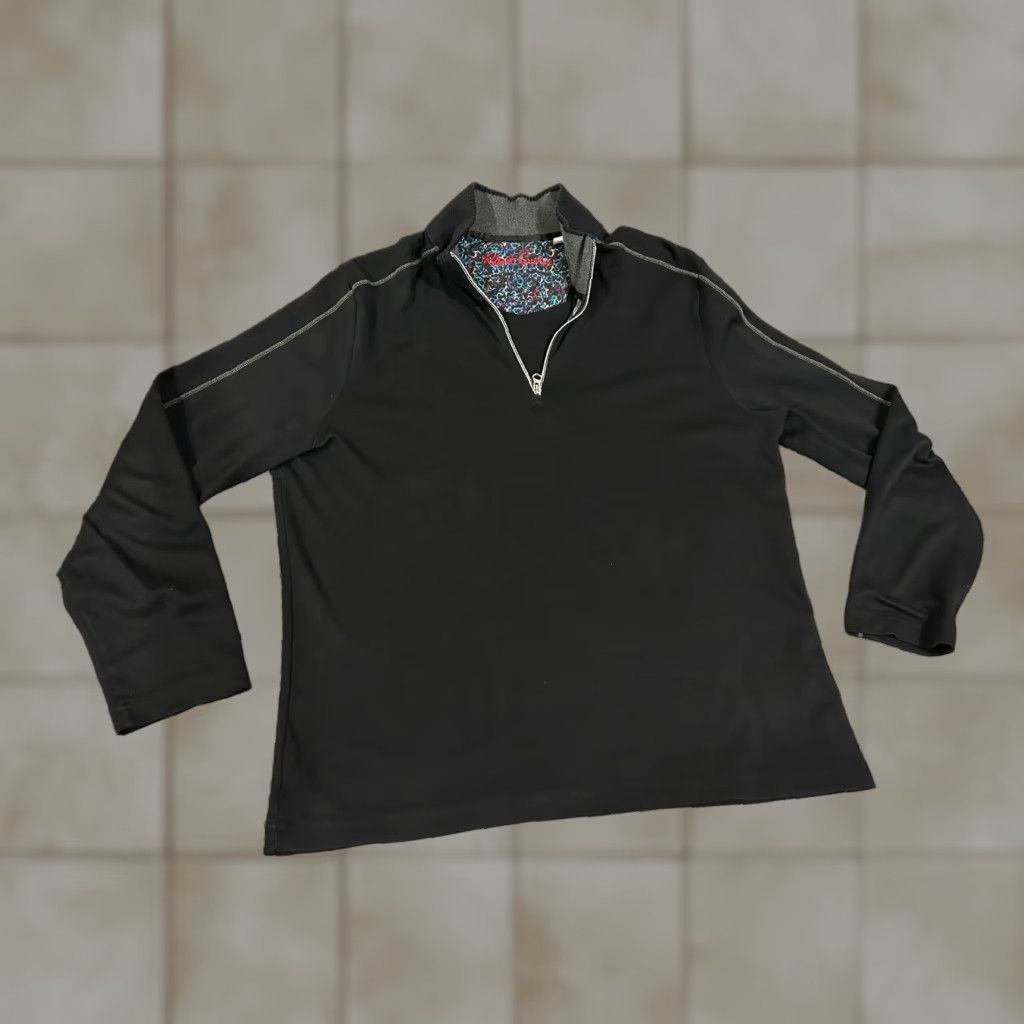 Robert Graham Robert Graham Pullover Sweater Mens XL Black 1/4 Zip Mock Neck Athletic Casual Knit Size US XL / EU 56 / 4 - 1 Thumbnail