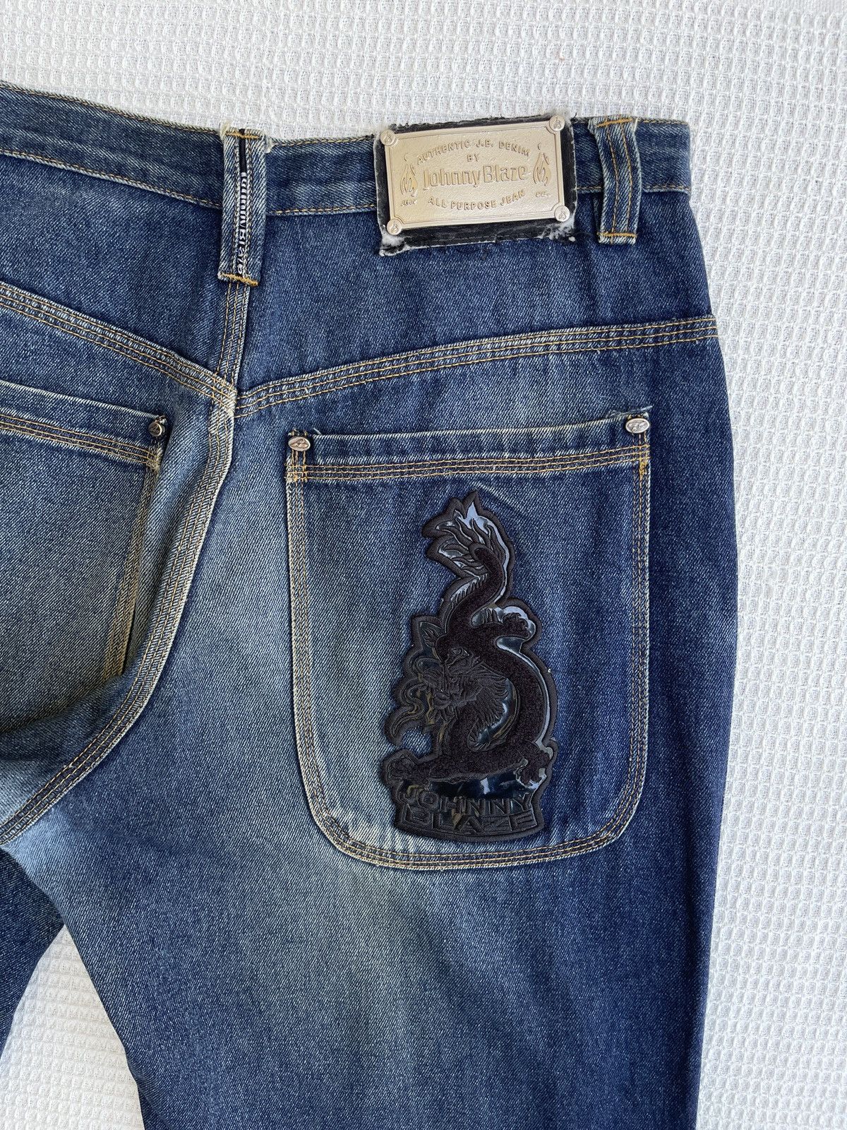 JNCO Rare Vintage 90s🔥JOHNNY BLAZE🔥Embroidered Baggy Jeans Size US 34 / EU 50 - 3 Thumbnail