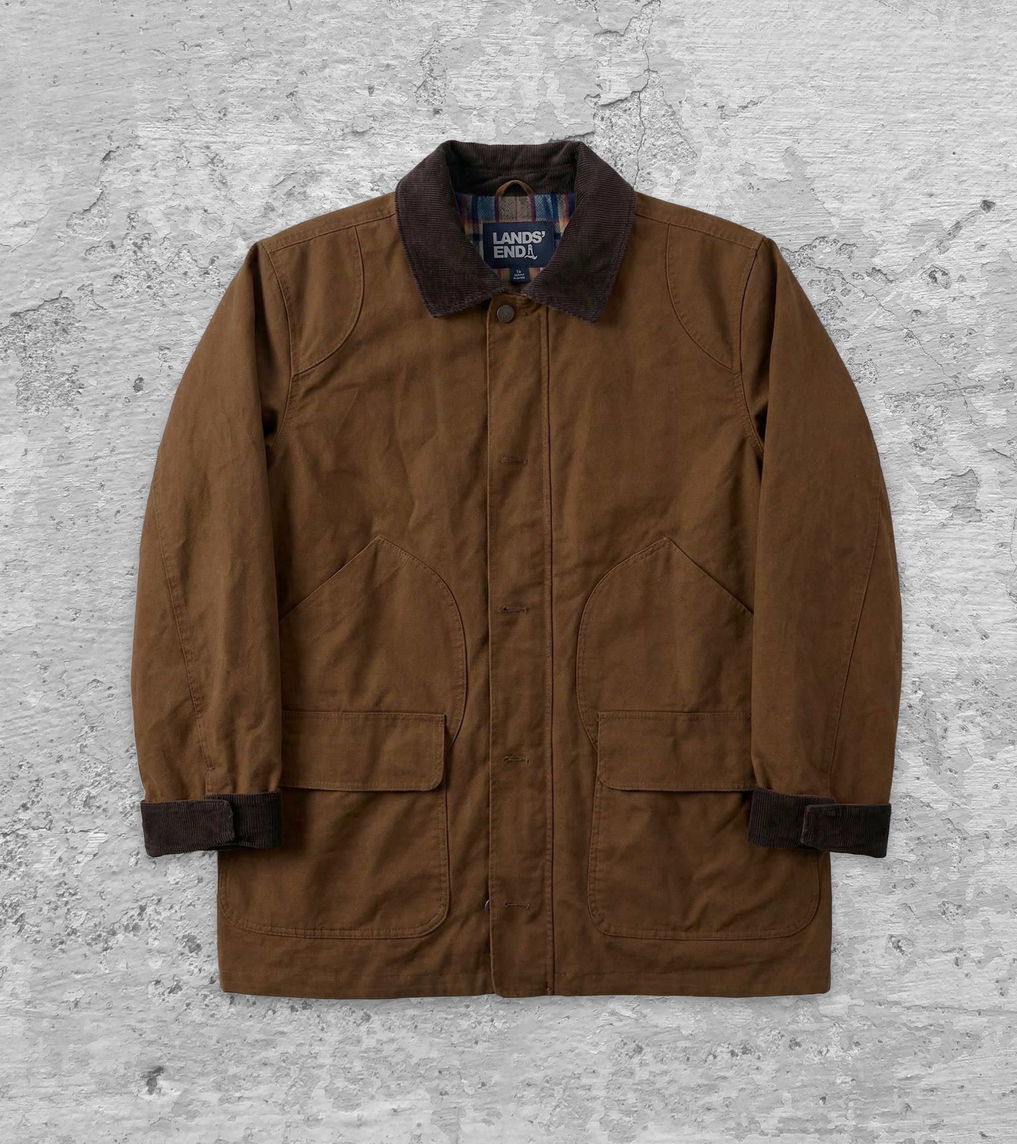 Lands' End Lands’ End Brown Work Jacket XL – Plaid Lined Chore Coat Size US XL / EU 56 / 4 - 1 Thumbnail