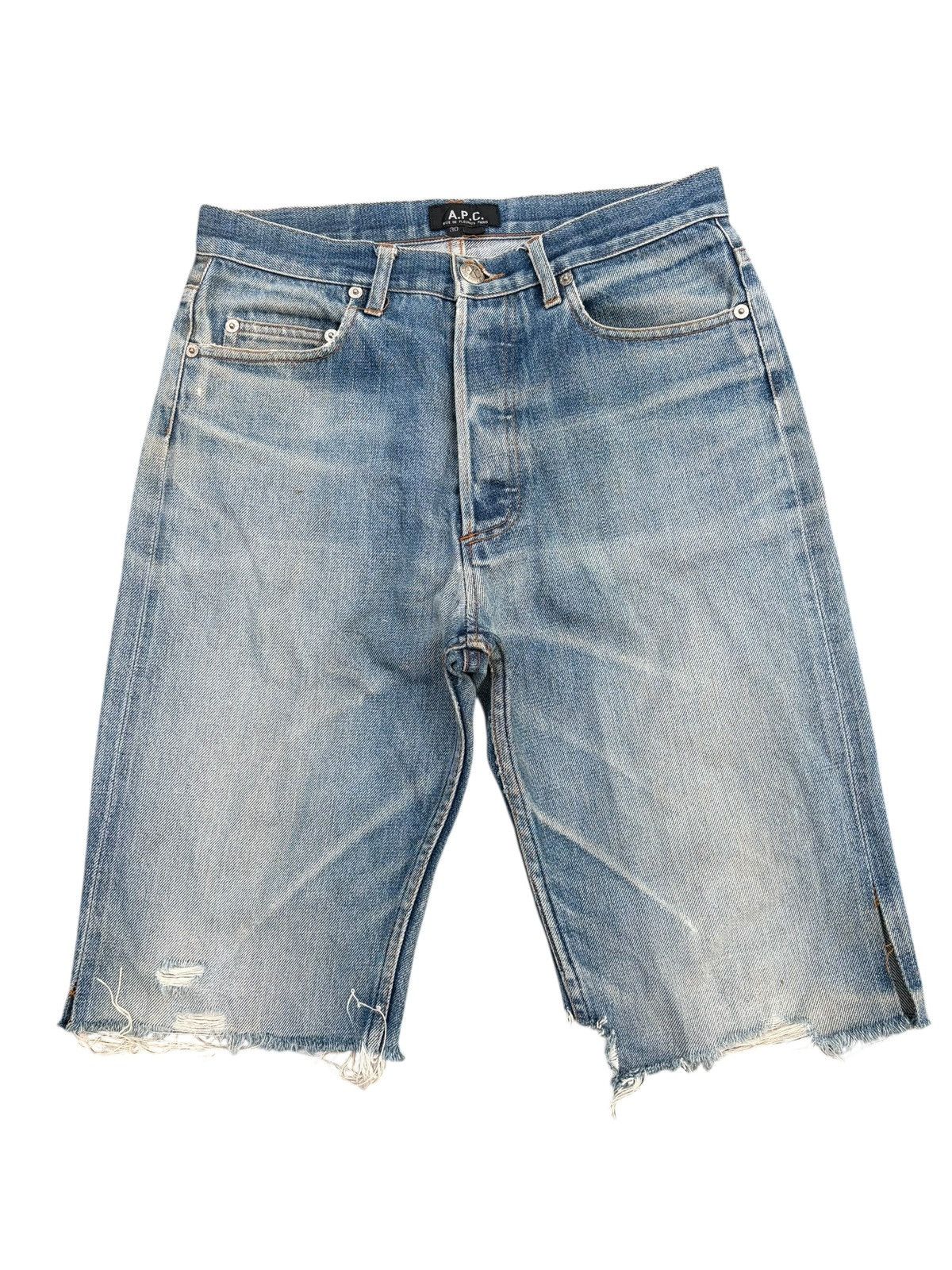VINTAGE APC SELVEDGE SHORT SUNFADED RUSTY DISTRESSED DENIM