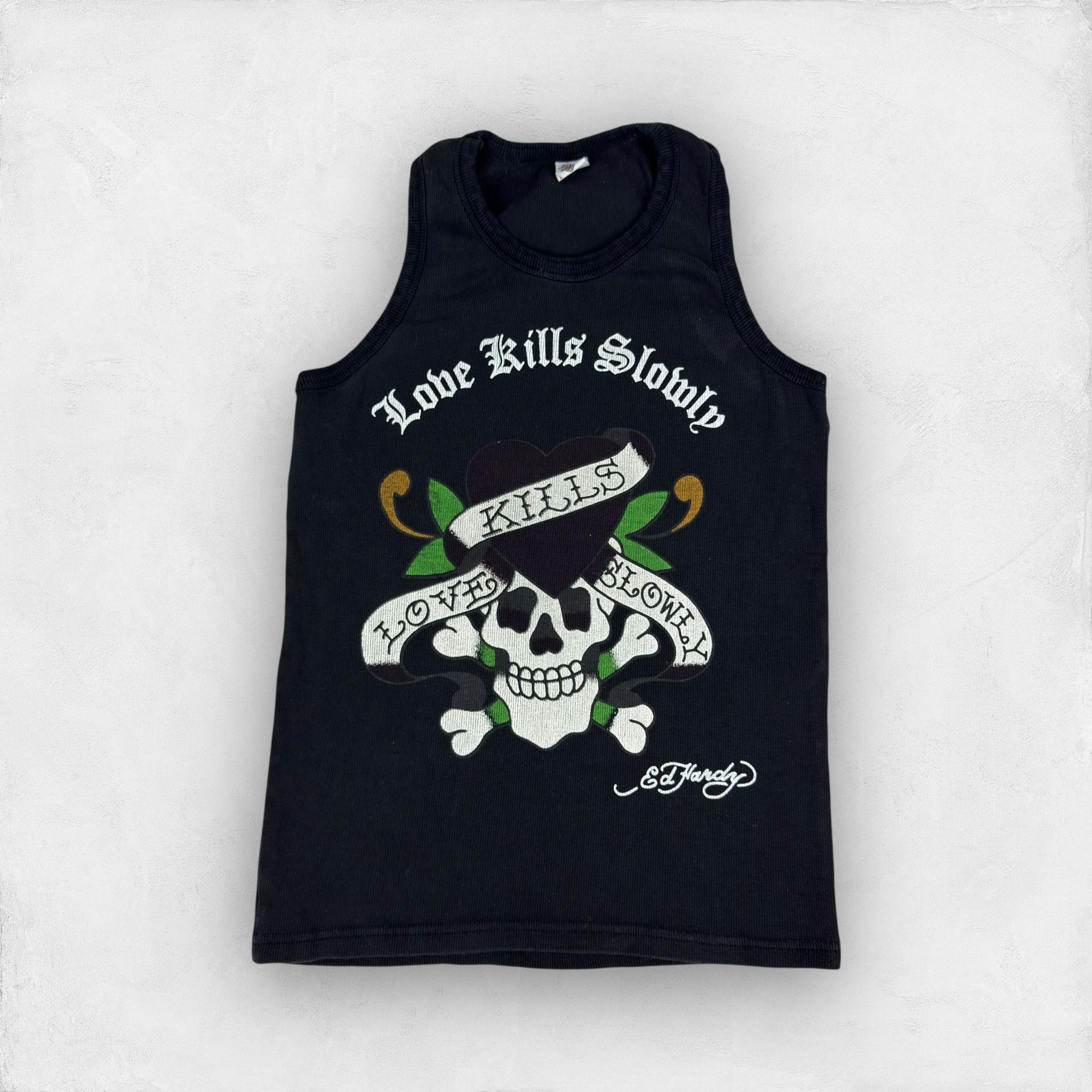 Ed Hardy × Vintage Ed Hardy Women Black White Skull Love Kills Slowly Top Large Size L / US 10 / IT 46 - 1 Thumbnail
