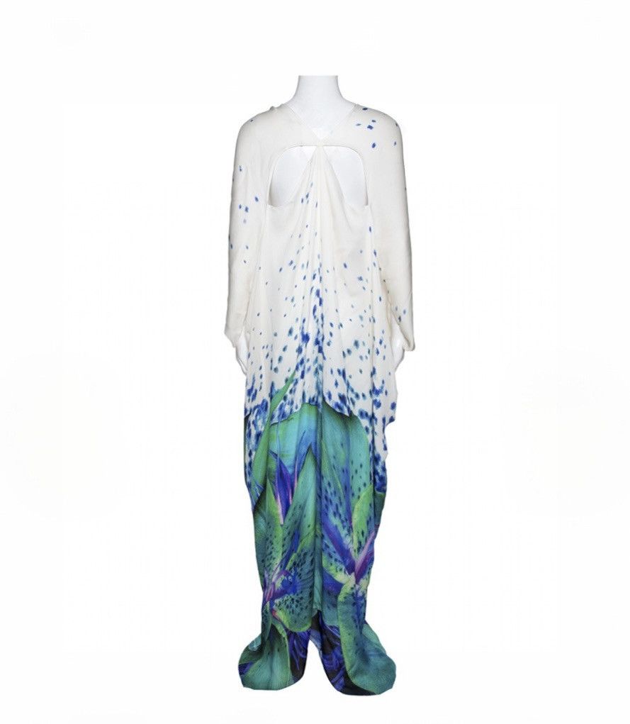 Roberto Cavalli Vintage Roberto Cavalli Blue Floral Snake Buckle Maxi Dress Size XS / US 0-2 / IT 36-38 - 3 Thumbnail
