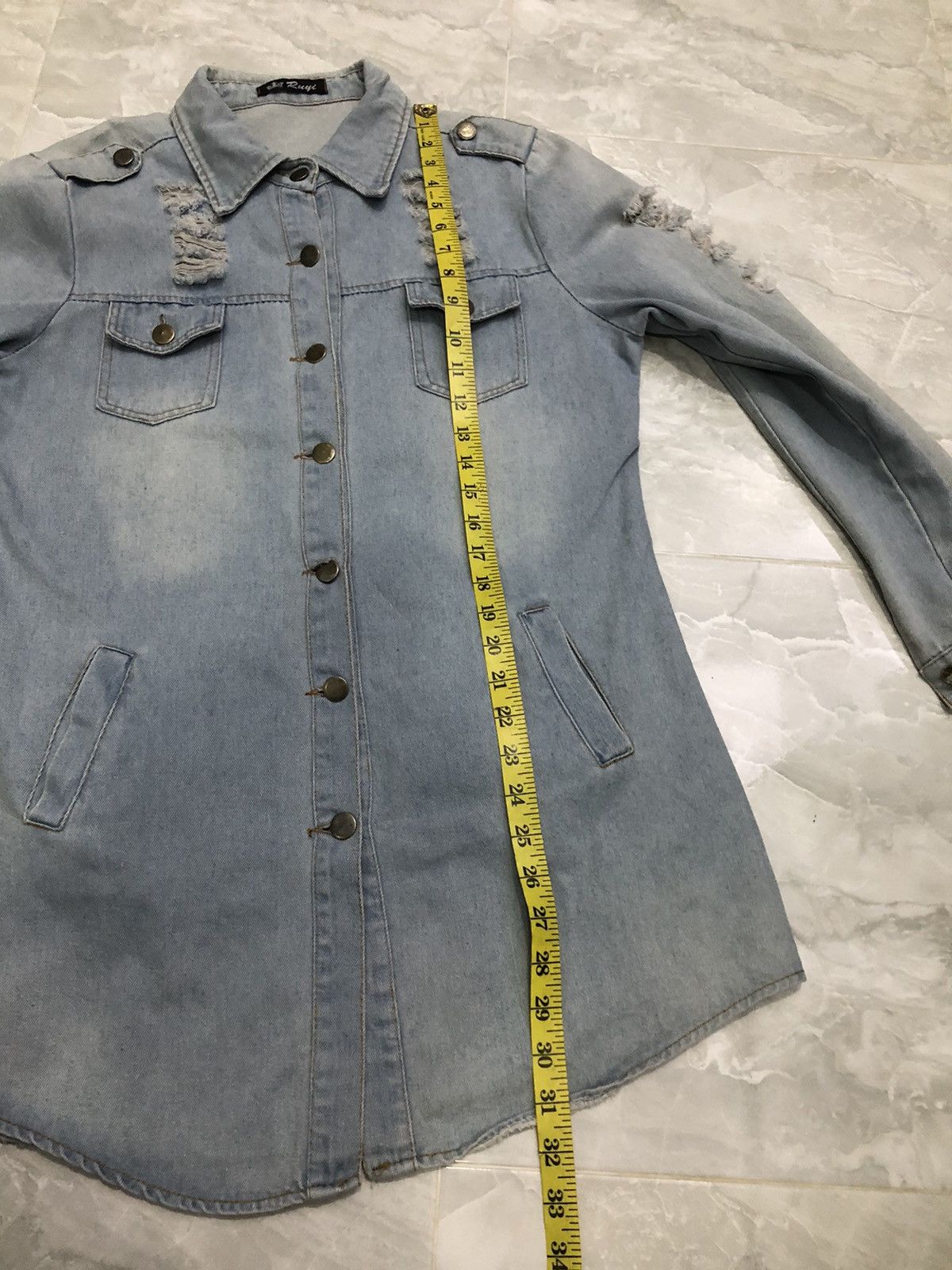 Japanese Brand Ruyi Distressed Denim Long Jacket Y2K Grunge Size M / US 6-8 / IT 42-44 - 14 Thumbnail
