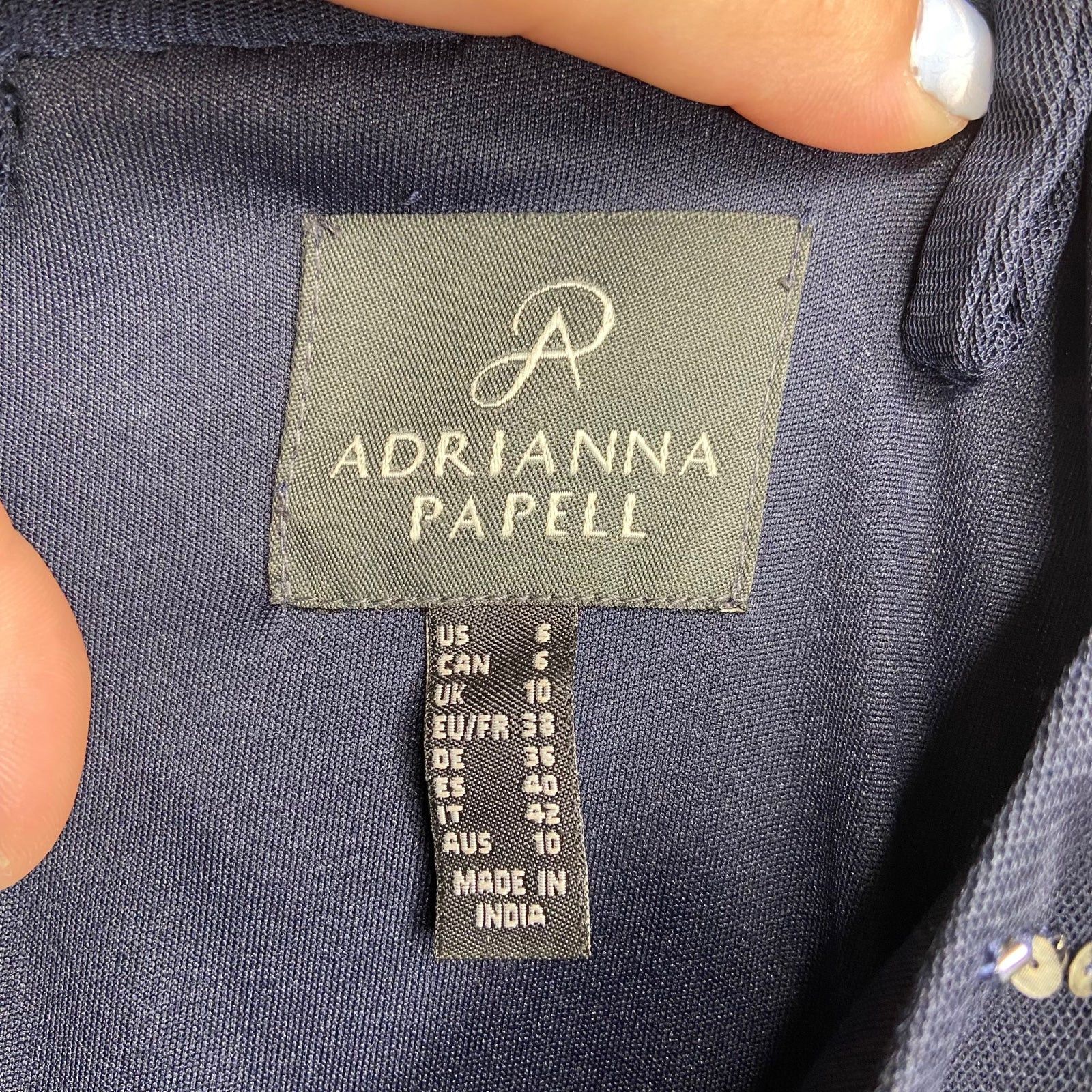 Adrianna Papell Adrianna Papell Navy Sequin Tank Evening Gown Size M / US 6-8 / IT 42-44 - 3 Thumbnail