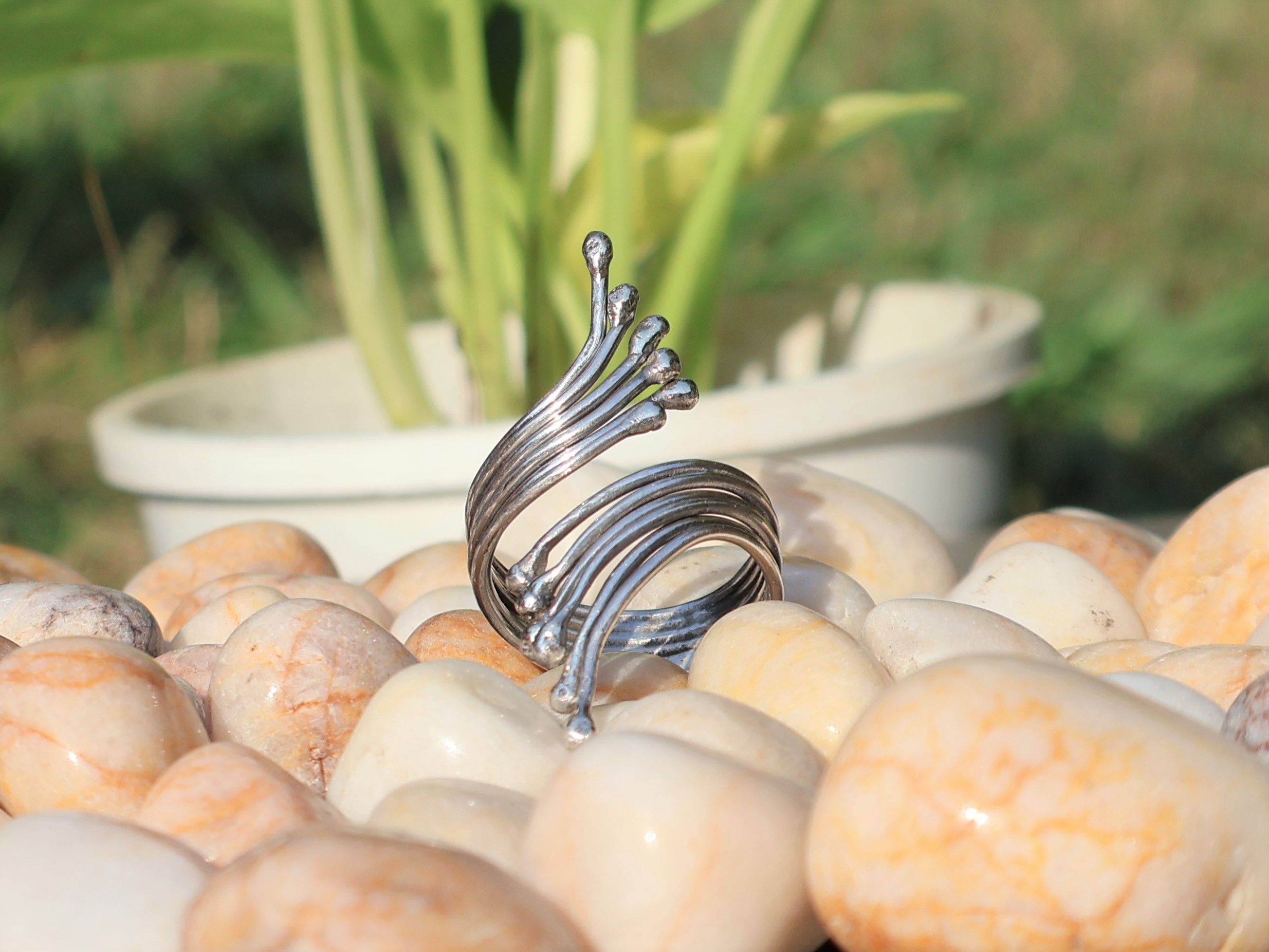 Handmade Plain Silver Band Ring, 925 Sterling Silver Handmade Ring, Size ONE SIZE - 1 Thumbnail